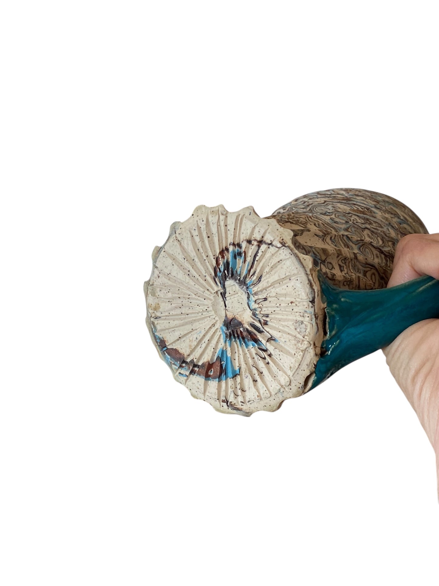 Fluted Porcelain Mug – Swirled Colored Clays with Japanese Neriage, Hand-Carved, Satin-Smooth Unglazed Pottery
