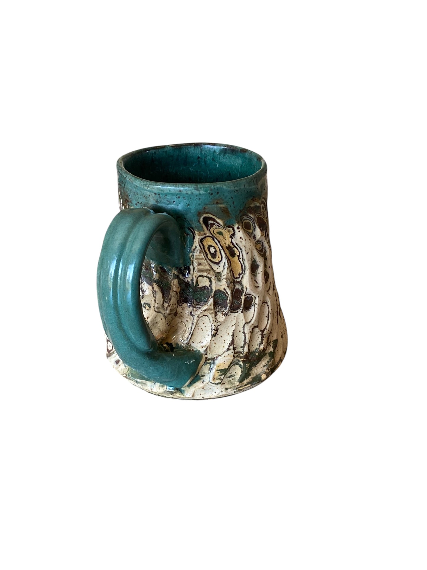 Fluted Porcelain Mug – Swirled Colored Clays with Japanese Neriage, Hand-Carved, Satin-Smooth Unglazed Pottery