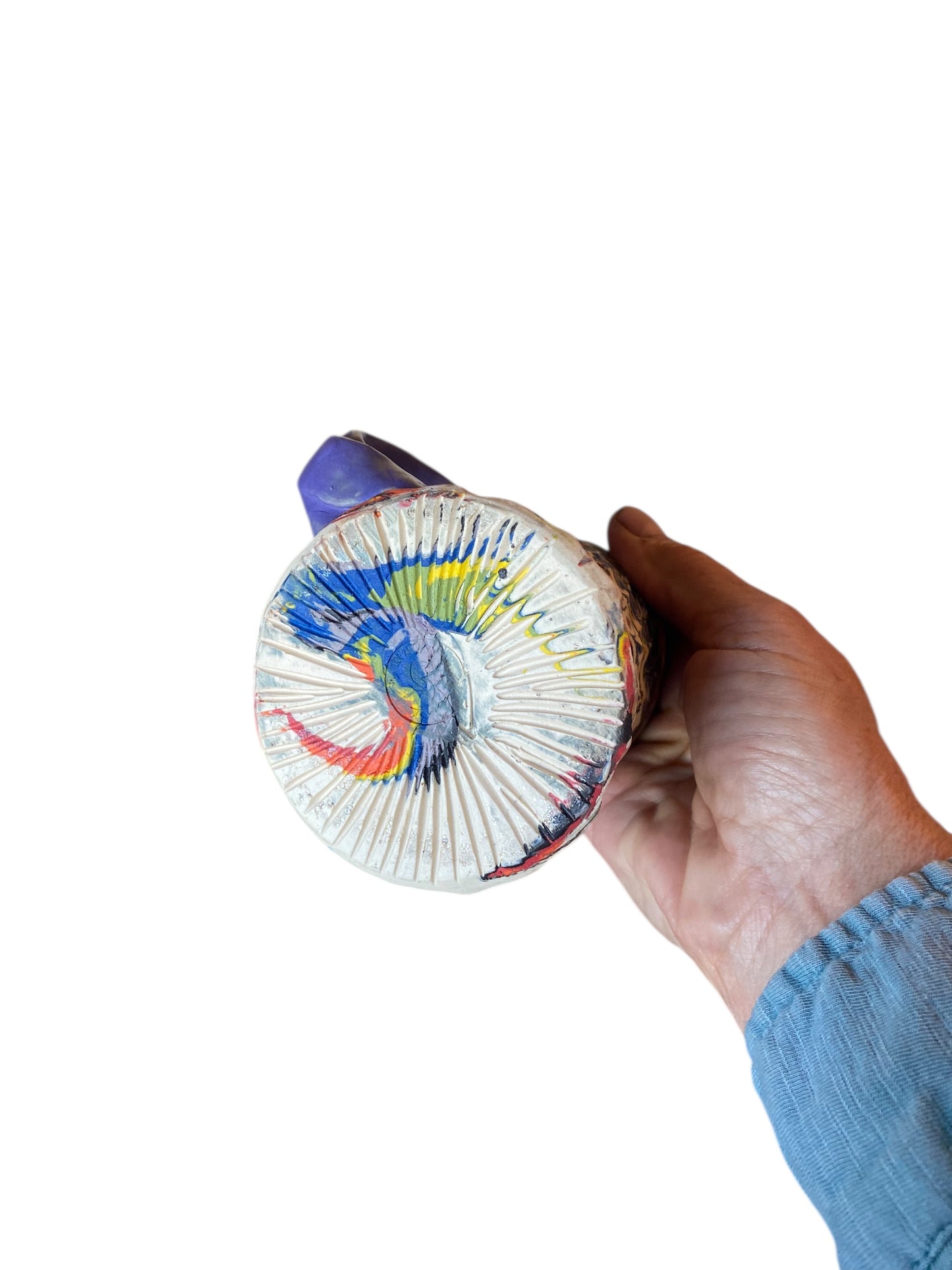 Fluted Porcelain Mug – Swirled Colored Clays with Japanese Neriage, Hand-Carved, Satin-Smooth Unglazed Pottery