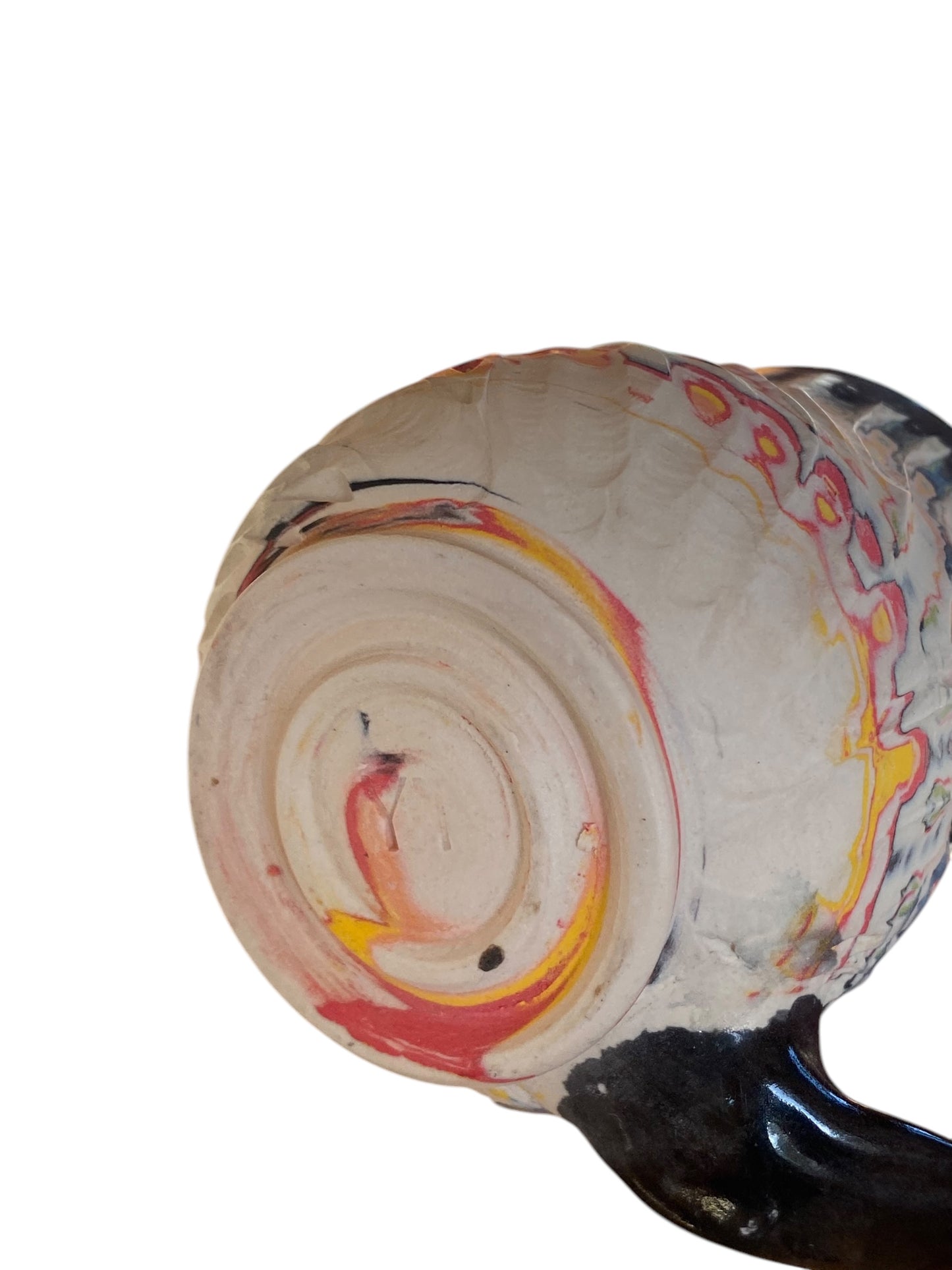 Fluted Porcelain Mug – Swirled Colored Clays with Japanese Neriage, Hand-Carved, Satin-Smooth Unglazed Pottery