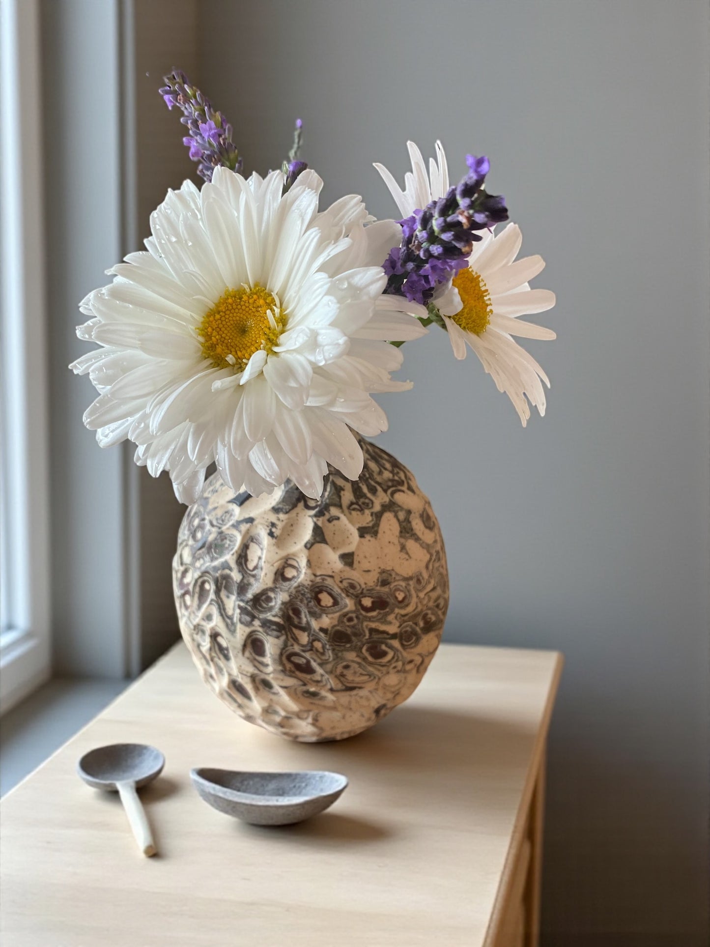 Handmade Carved Porcelain Bud Vase – 3.5" x 3" Speckled Colored Clay Mini Vase