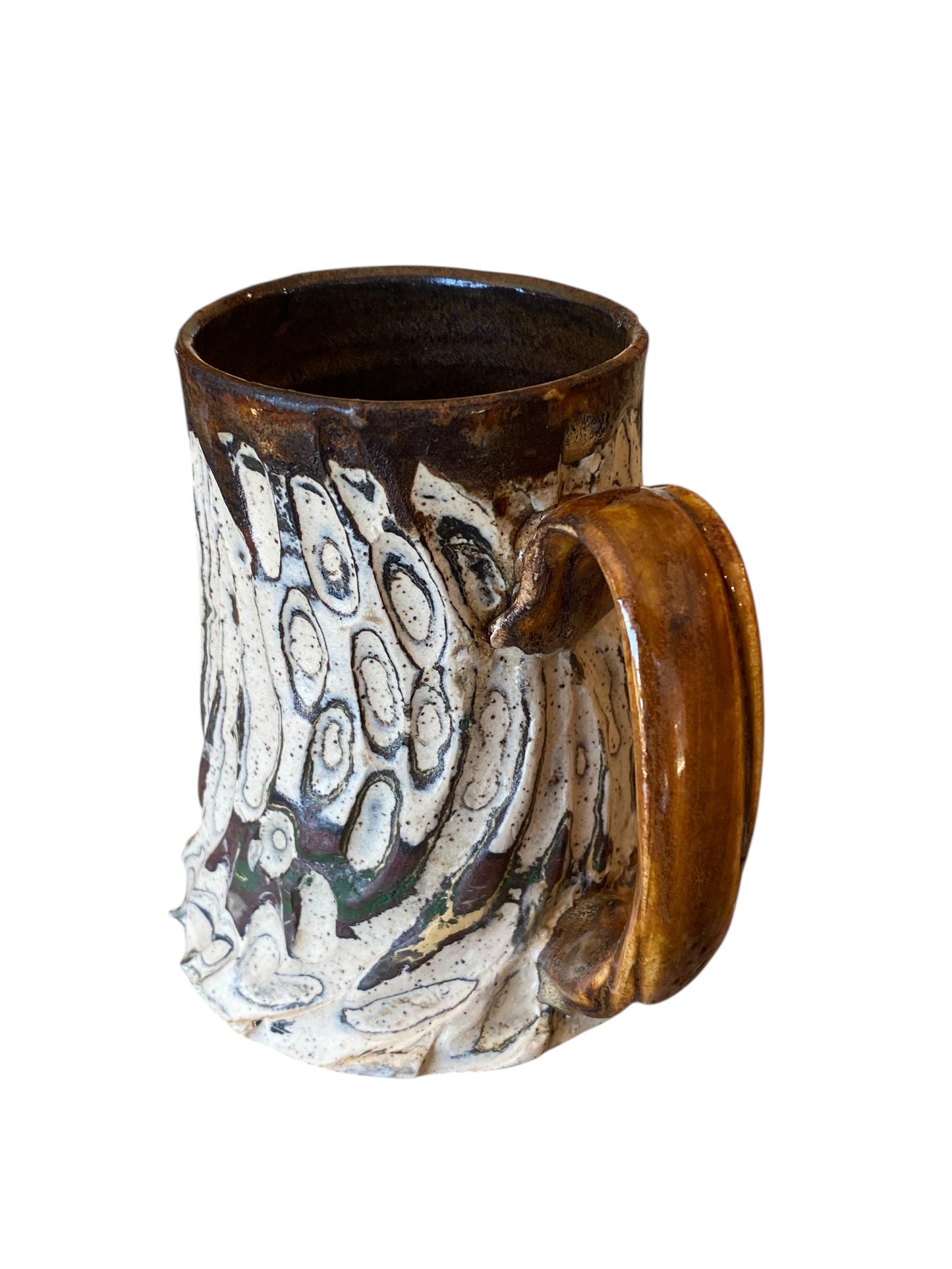 Fluted Porcelain Mug – Swirled Colored Clays with Japanese Neriage, Hand-Carved, Satin-Smooth Unglazed Pottery