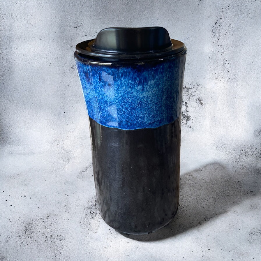 Custom Handmade Midnight Colors Stoneware Travel Mugs – 16 oz