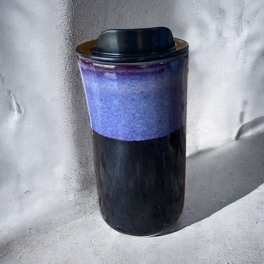 Custom Handmade Midnight Colors Stoneware Travel Mugs – 16 oz