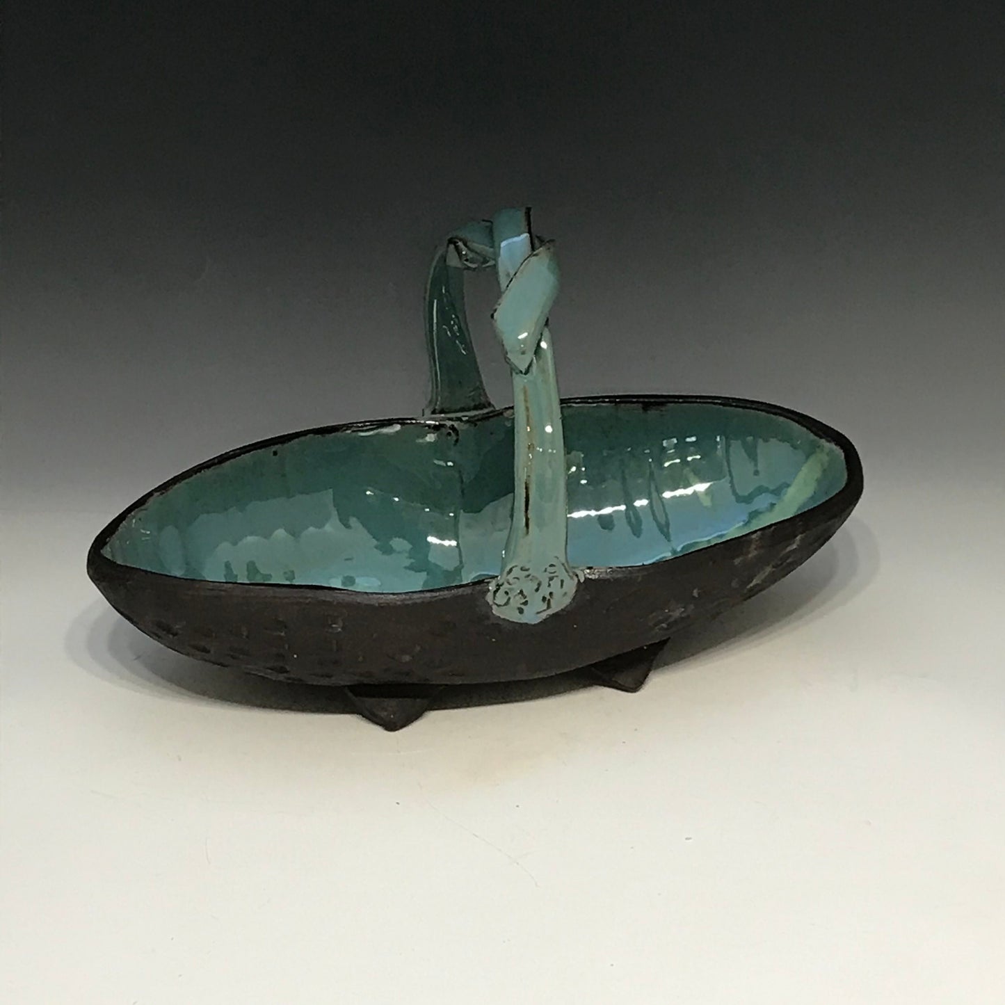 Large Serving or Display Bowl - Turquoise and Black Bowl - Pottery Bowl - Handmade Bowl - Stoneware Bowl - Bowl