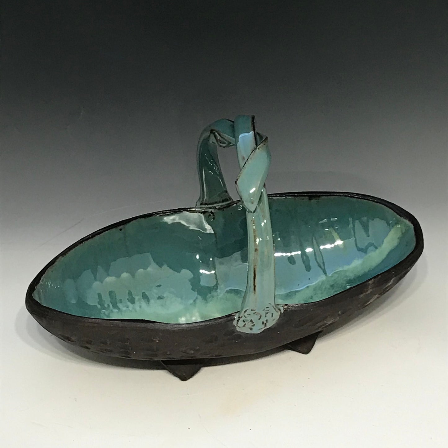 Large Serving or Display Bowl - Turquoise and Black Bowl - Pottery Bowl - Handmade Bowl - Stoneware Bowl - Bowl