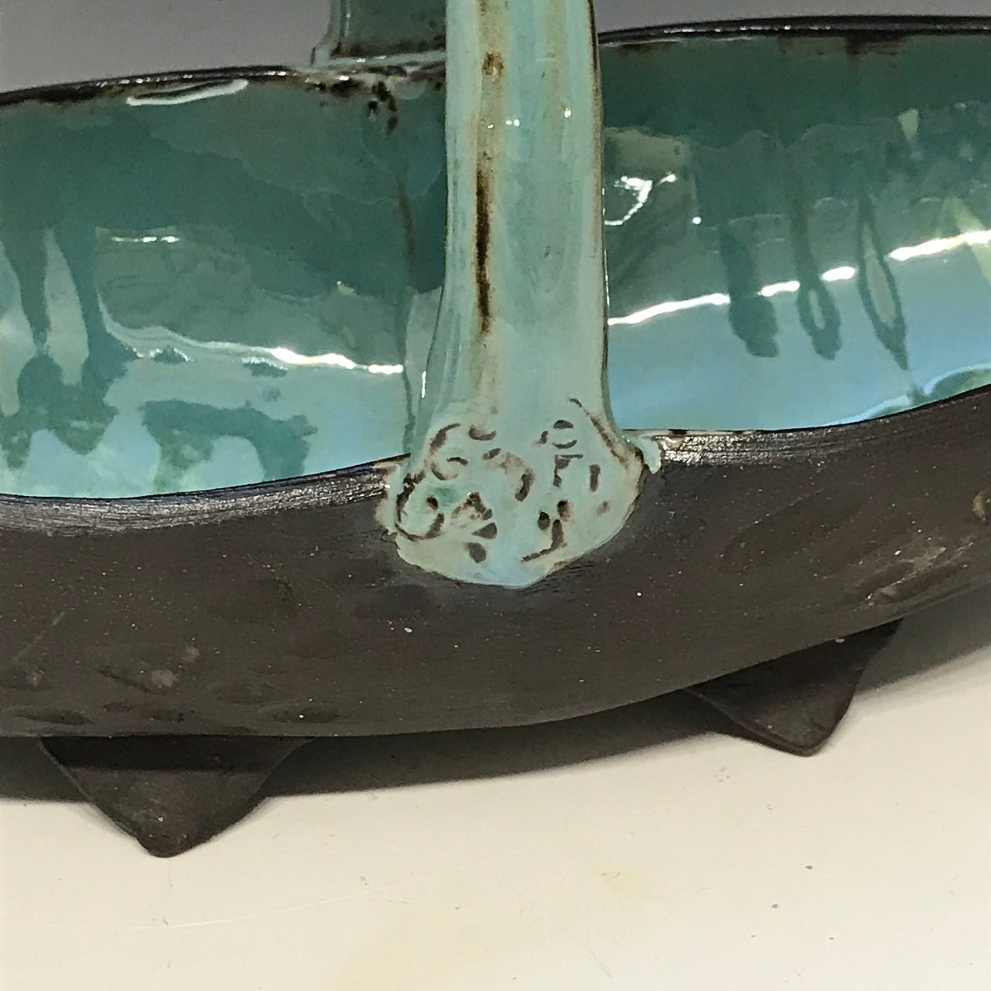 Large Serving or Display Bowl - Turquoise and Black Bowl - Pottery Bowl - Handmade Bowl - Stoneware Bowl - Bowl