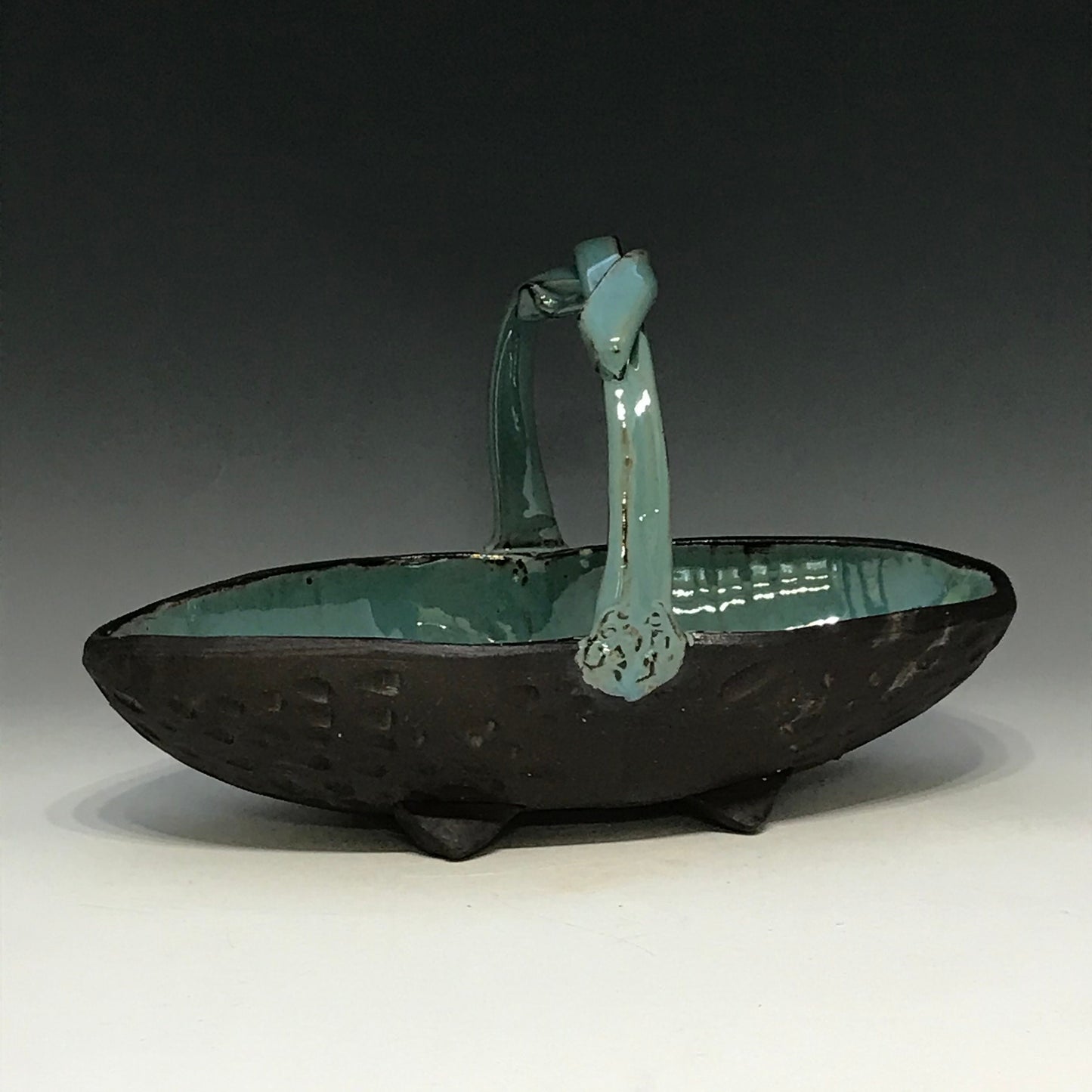 Large Serving or Display Bowl - Turquoise and Black Bowl - Pottery Bowl - Handmade Bowl - Stoneware Bowl - Bowl