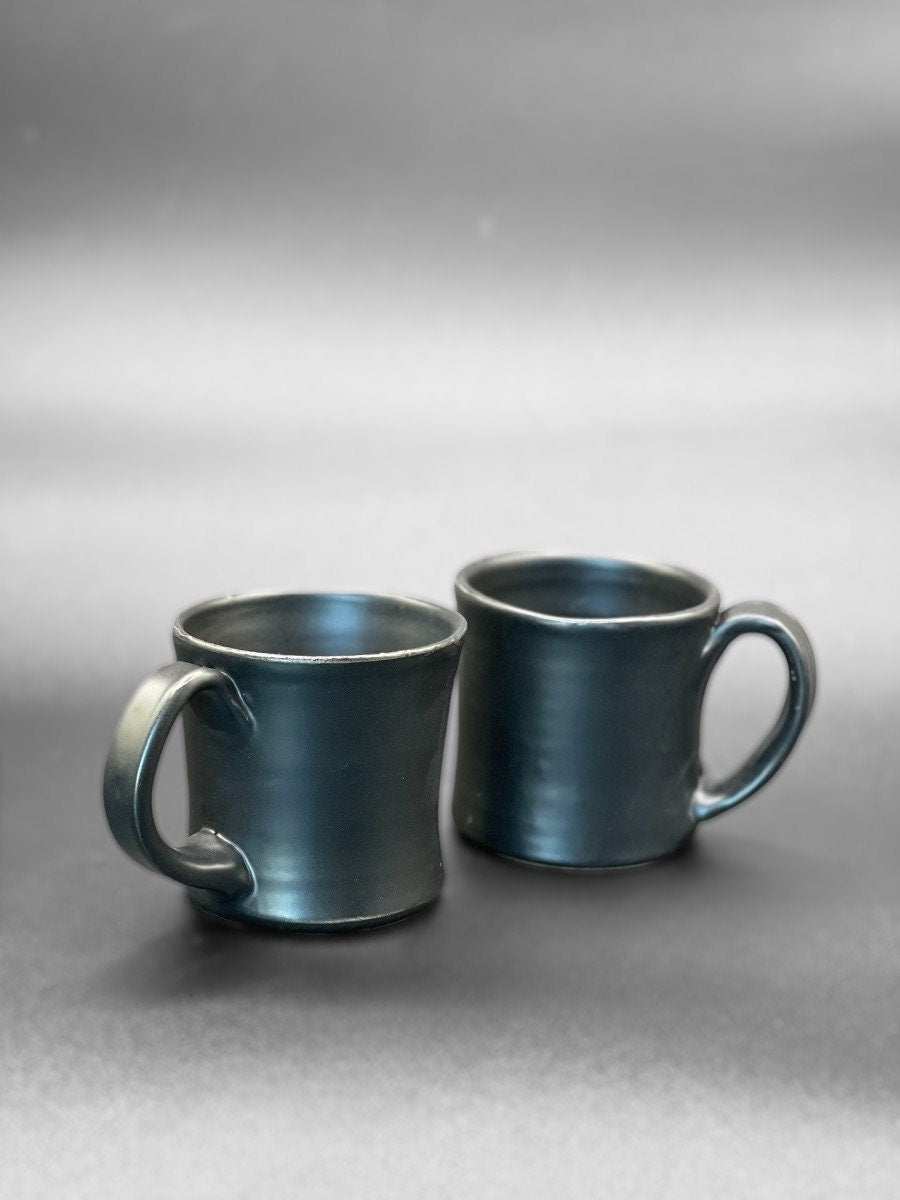 Set of Matte Black Tea Cups Pottery Tea Collector Tea Cup Tea Time Modern Tea Cup Contemporary Pottery