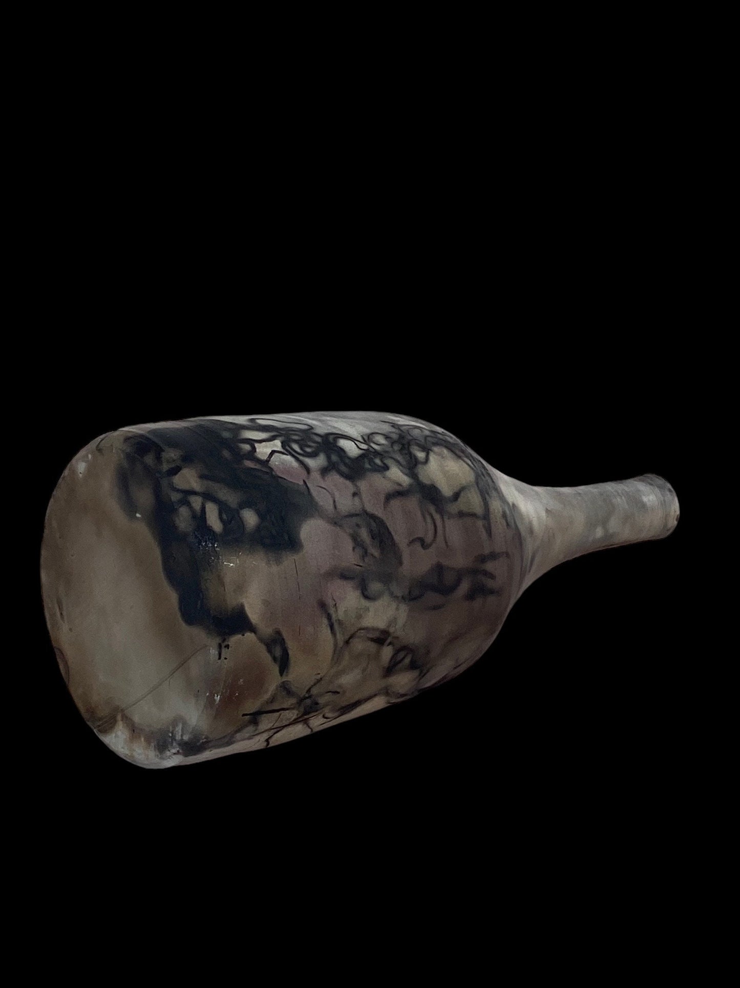 Large Hand Thrown Pit Fired Covered Bottle