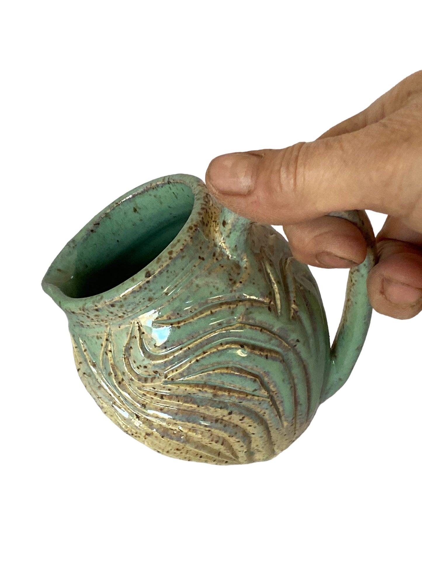 Handmade Seaspray Pottery Creamer and Sugar Set with Spoon