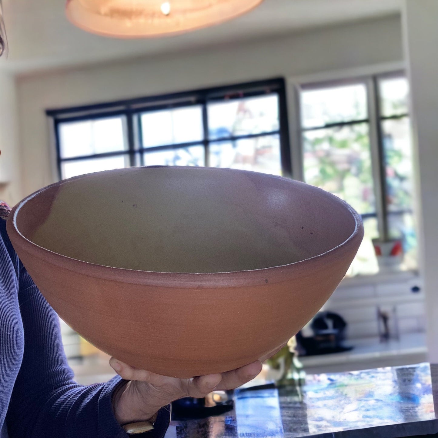Red Stoneware Clay Large Serving Bowl