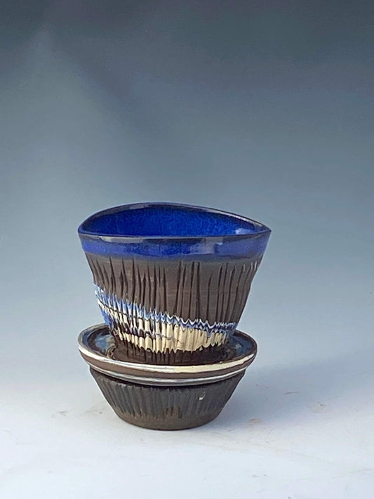 Electric Blue Pour Over with Cup - Agateware Pour Over Set