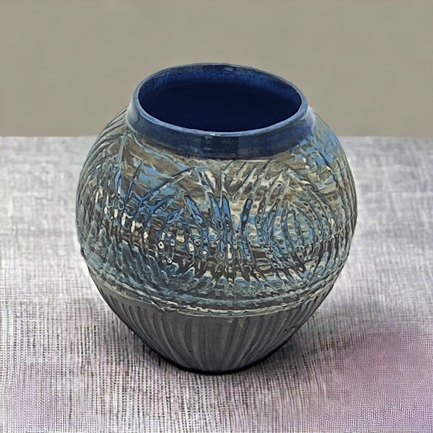 Large Hand Thrown Carved Agateware