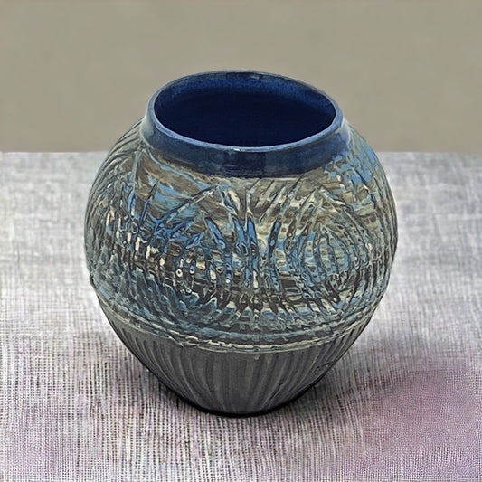 Large Hand Thrown Carved Agateware