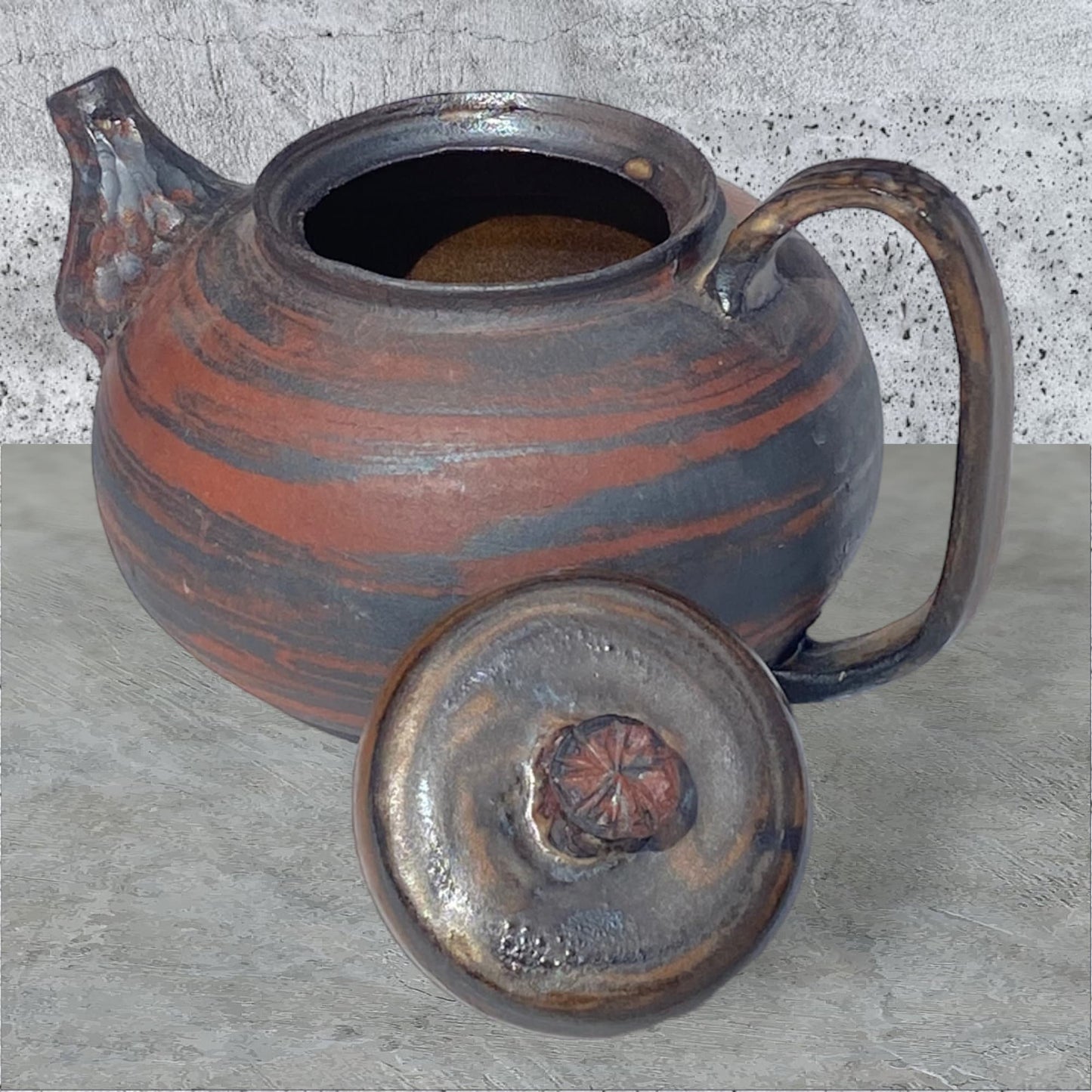 Tea Pot - Red and Black Medium Stoneware Teapot