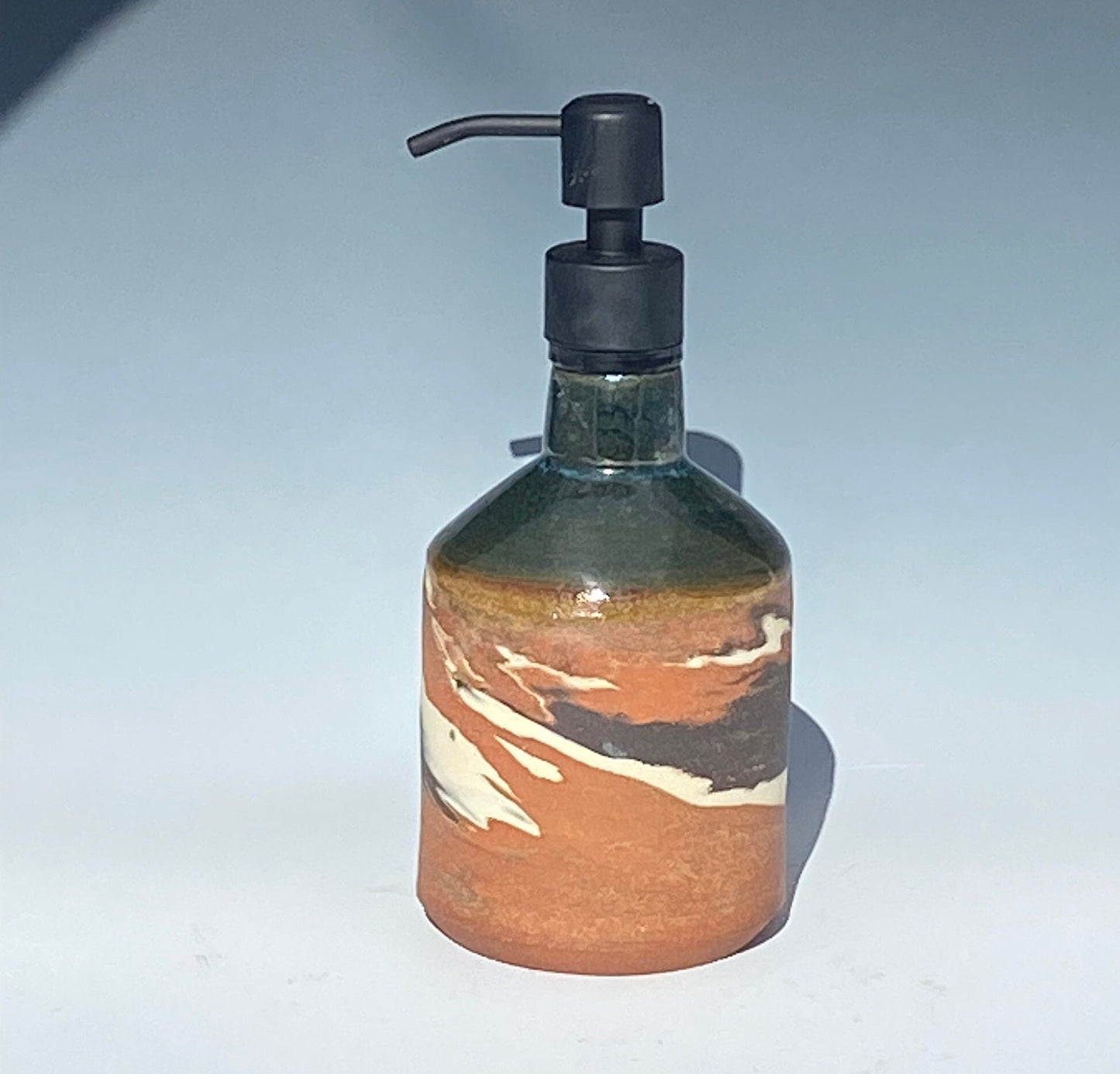 Agateware Stoneware Soap Dispenser: Marbled Kitchen Lotion Bottle