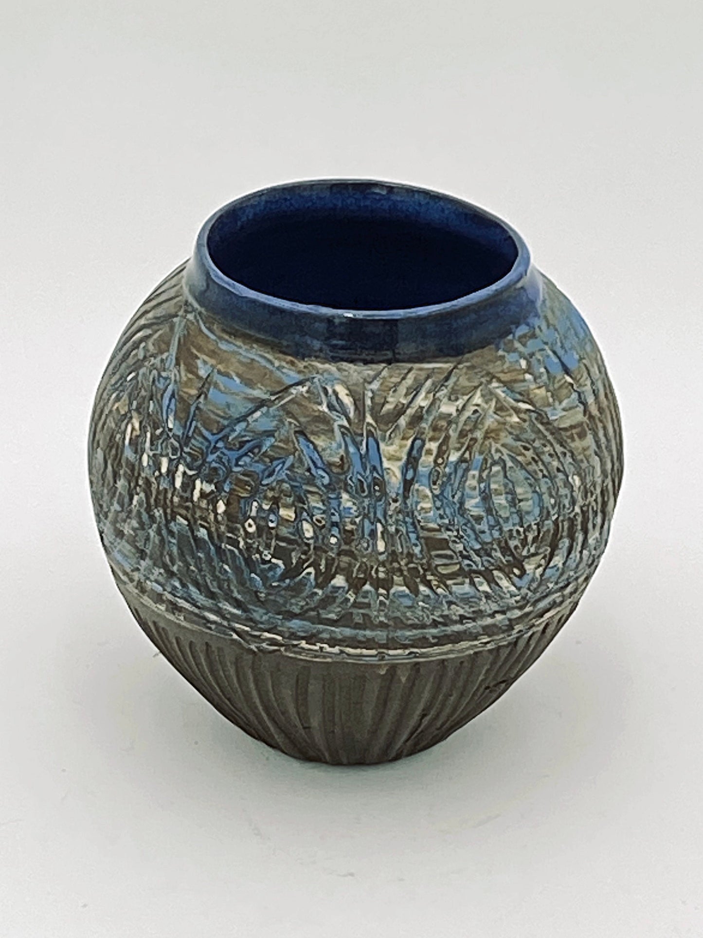 Large Hand Thrown Carved Agateware
