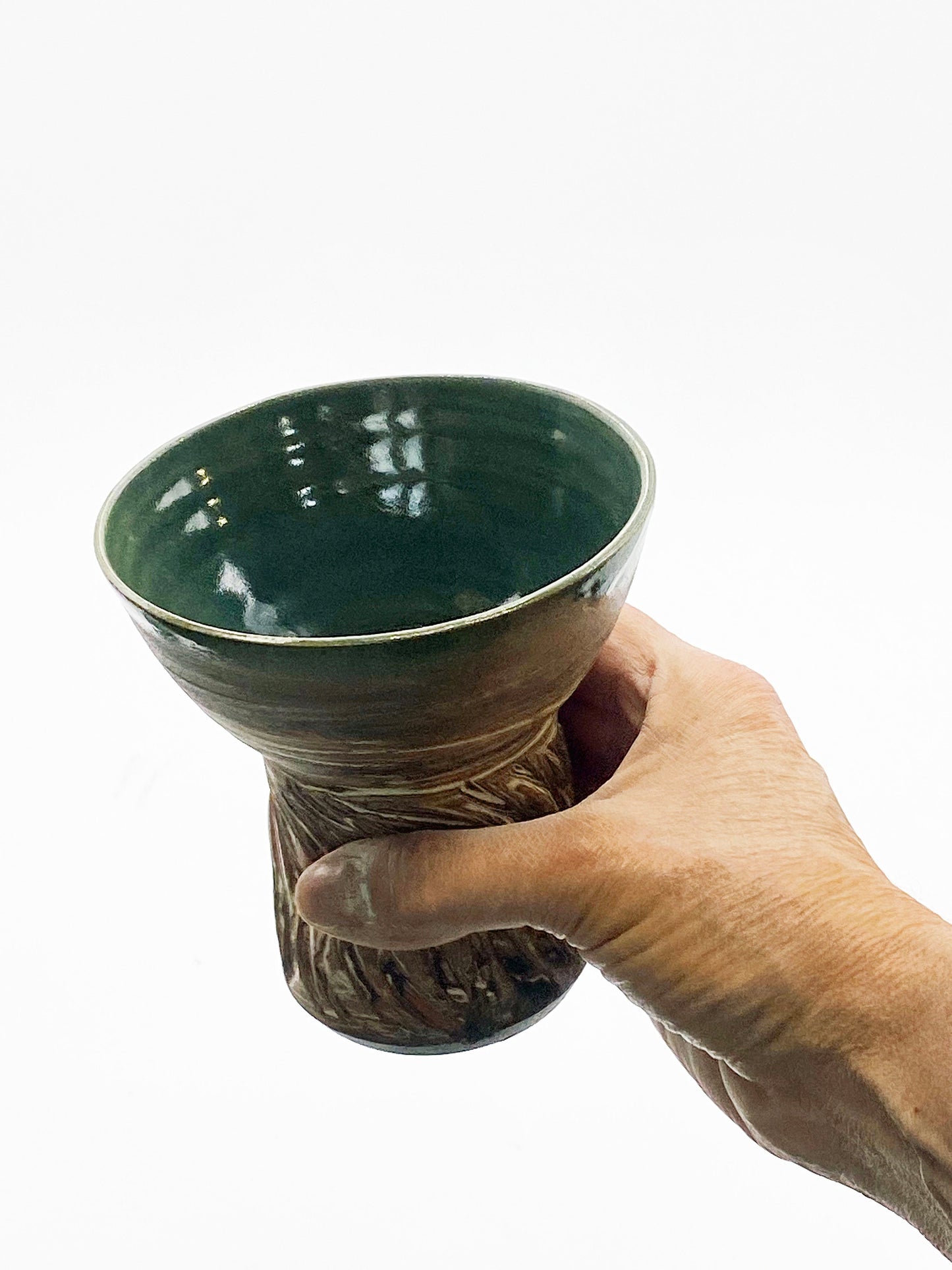 Sage Green Agateware Margarita Glass - Nerikomi Margarita Glass