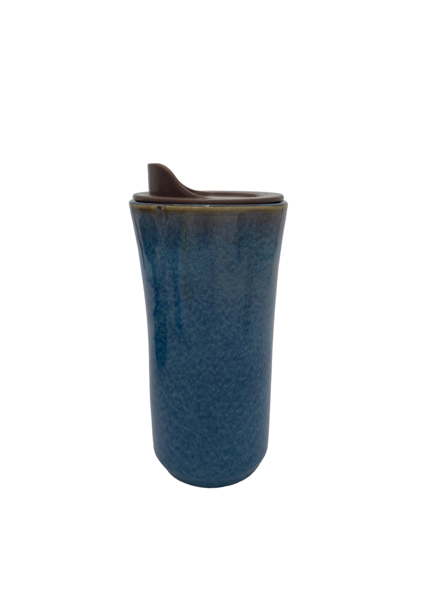 Handmade 16-Ounce Waterfall Blue Glaze Travel Mug - Stylish and Unique Pottery for Your On-the-Go Coffee Moments