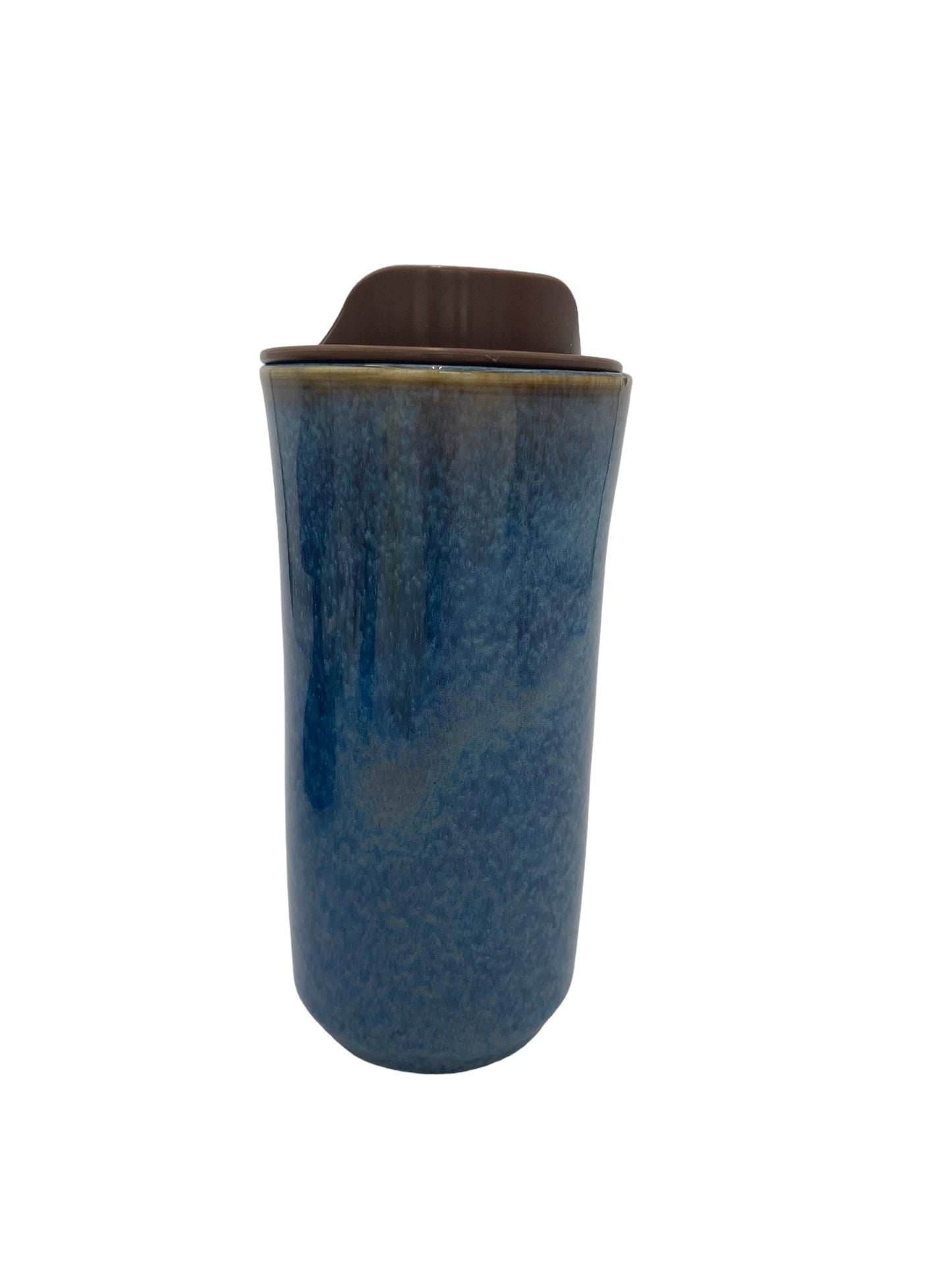Handmade 16-Ounce Waterfall Blue Glaze Travel Mug - Stylish and Unique Pottery for Your On-the-Go Coffee Moments