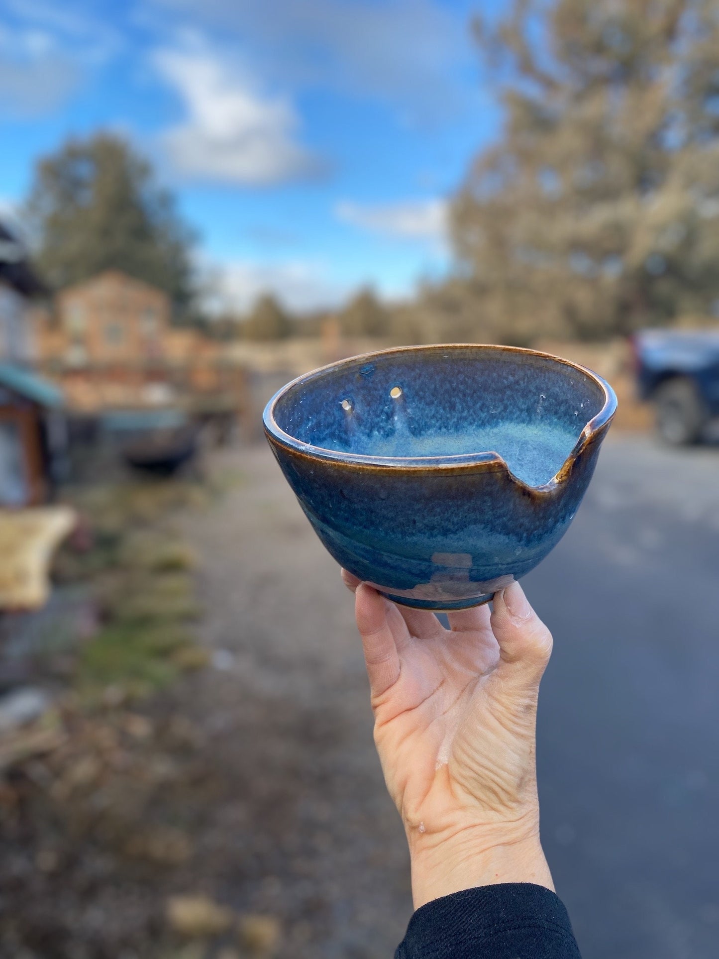 Small Blue Ramen Bowl with coordinating Chop Sticks