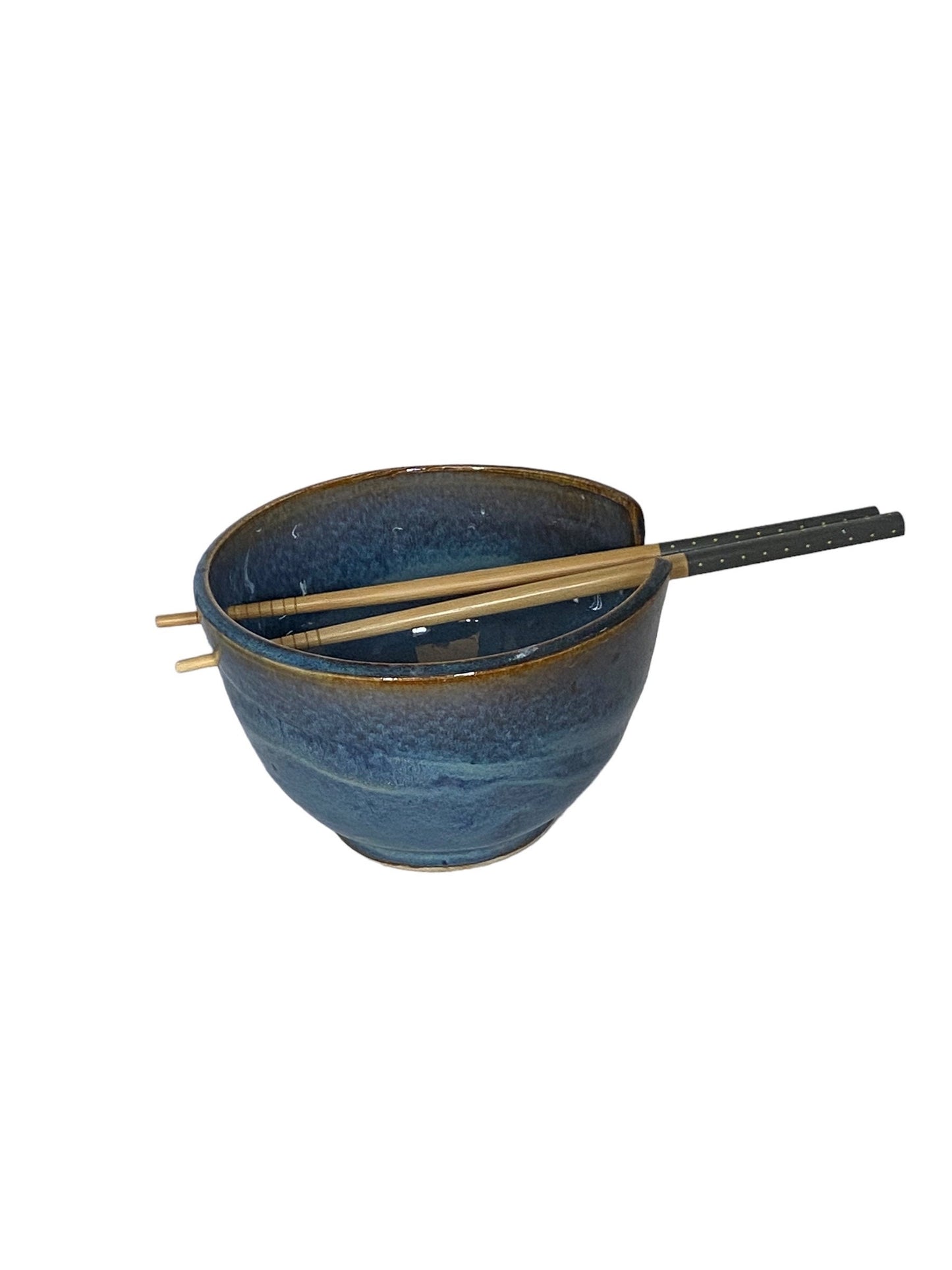 Small Blue Ramen Bowl with coordinating Chop Sticks