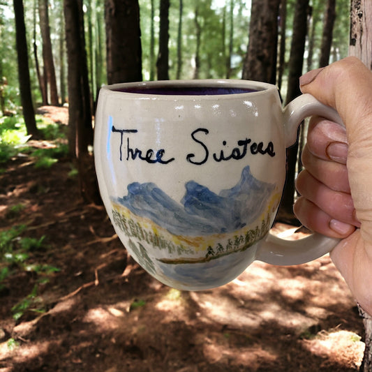 Large Handpainted Mug with The Three Sisters Mountains