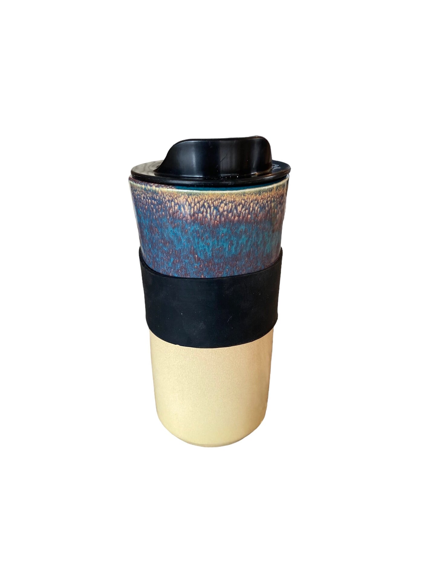 Handmade 16-Ounce Waterfall Turquoise Glaze Travel Mug - Stylish and Unique Pottery for Your On-the-Go Coffee Moments