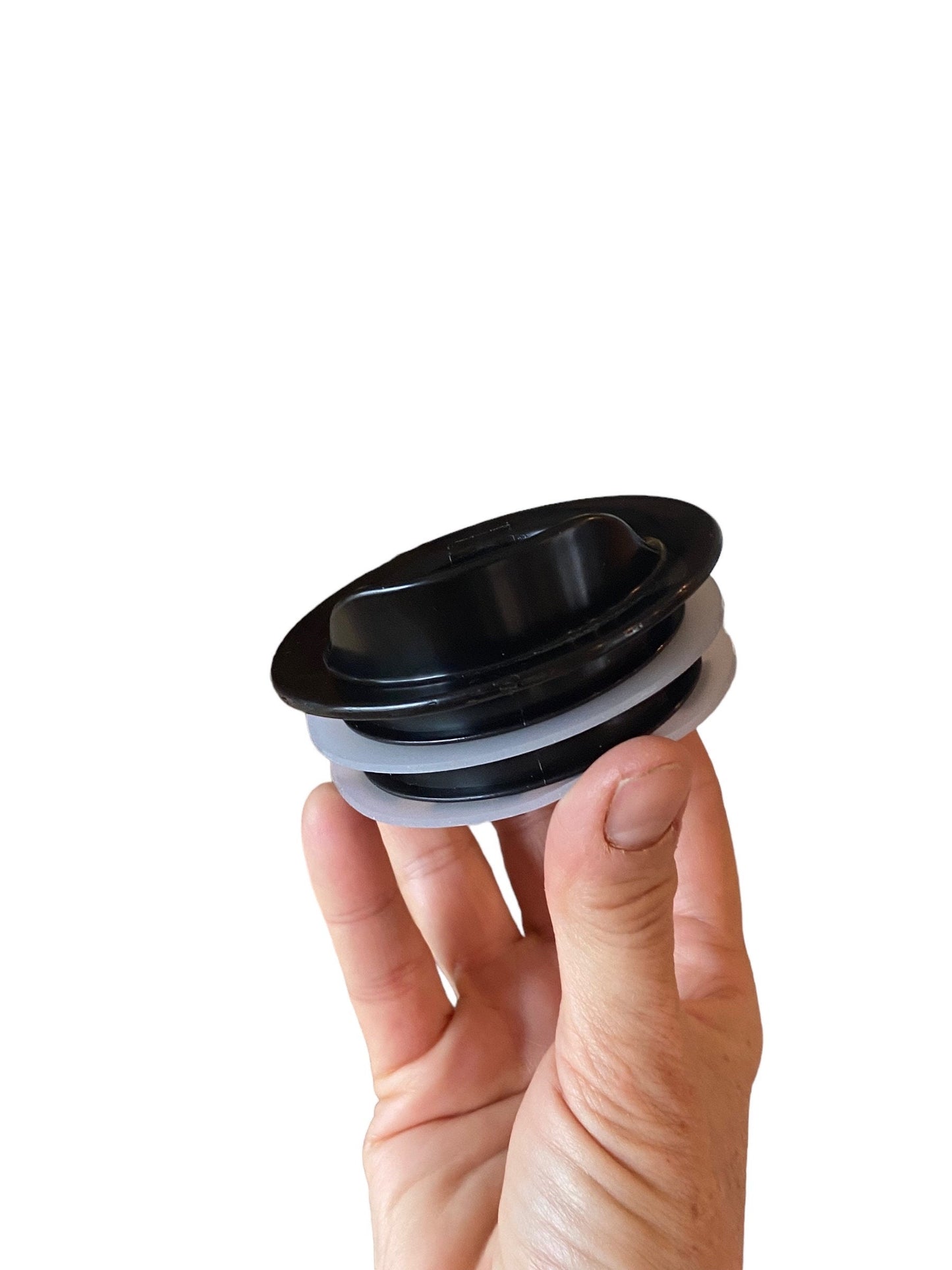 Handmade Caramel & Blue Porcelain Travel Mug: Locking Lid