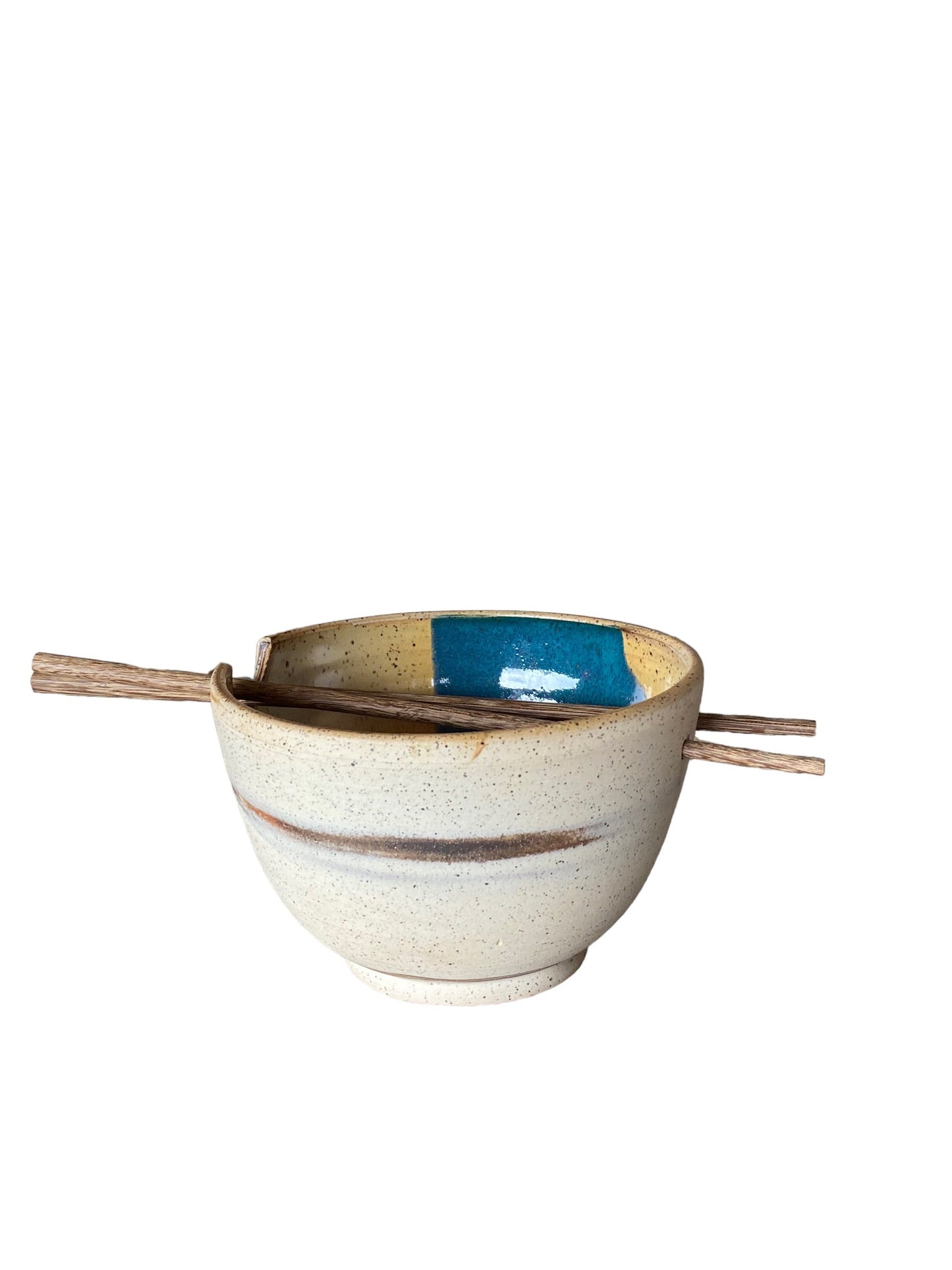 Small Agateware Ramen Bowl with Chopsticks: Stoneware Dining
