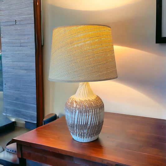 Handmade Agateware Pottery Table Lamp: Unique Studio Art Pieces for Your Home Décor