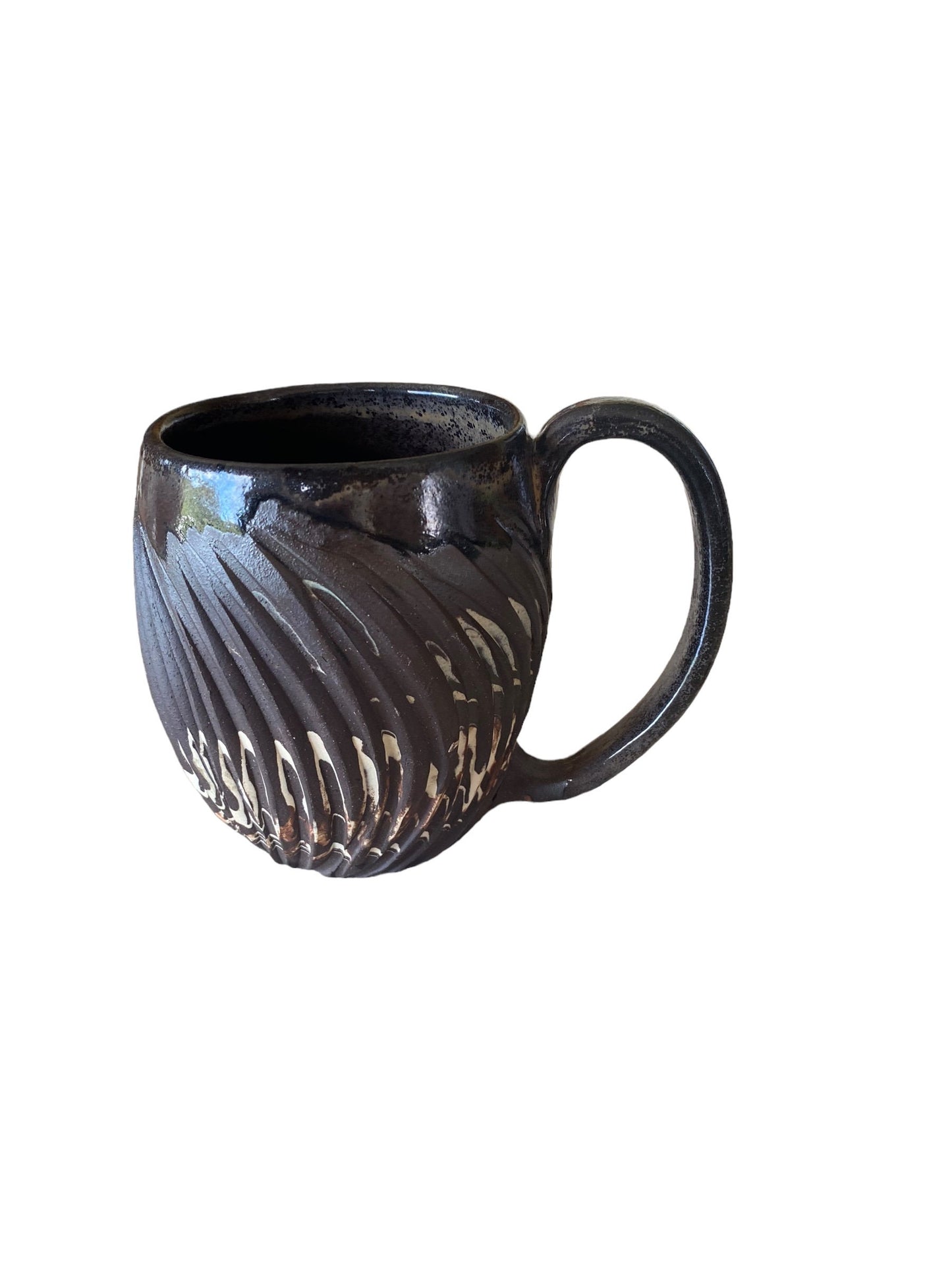 Handcrafted Carved Agateware Coffee Mug: 12-Ounce Stoneware