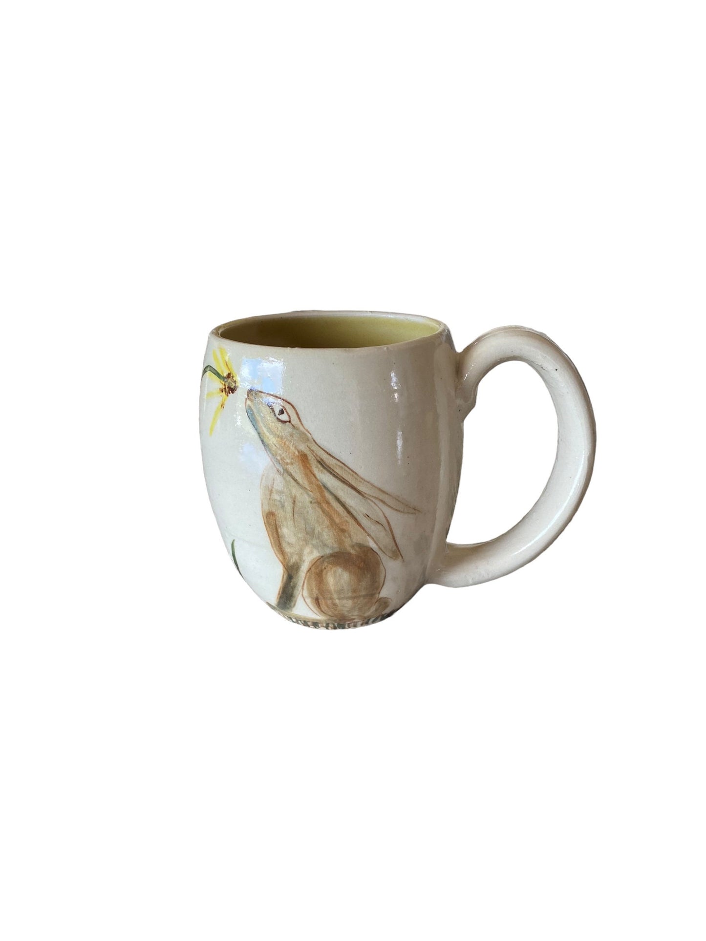 Large Handpainted Mug with A Rabbit