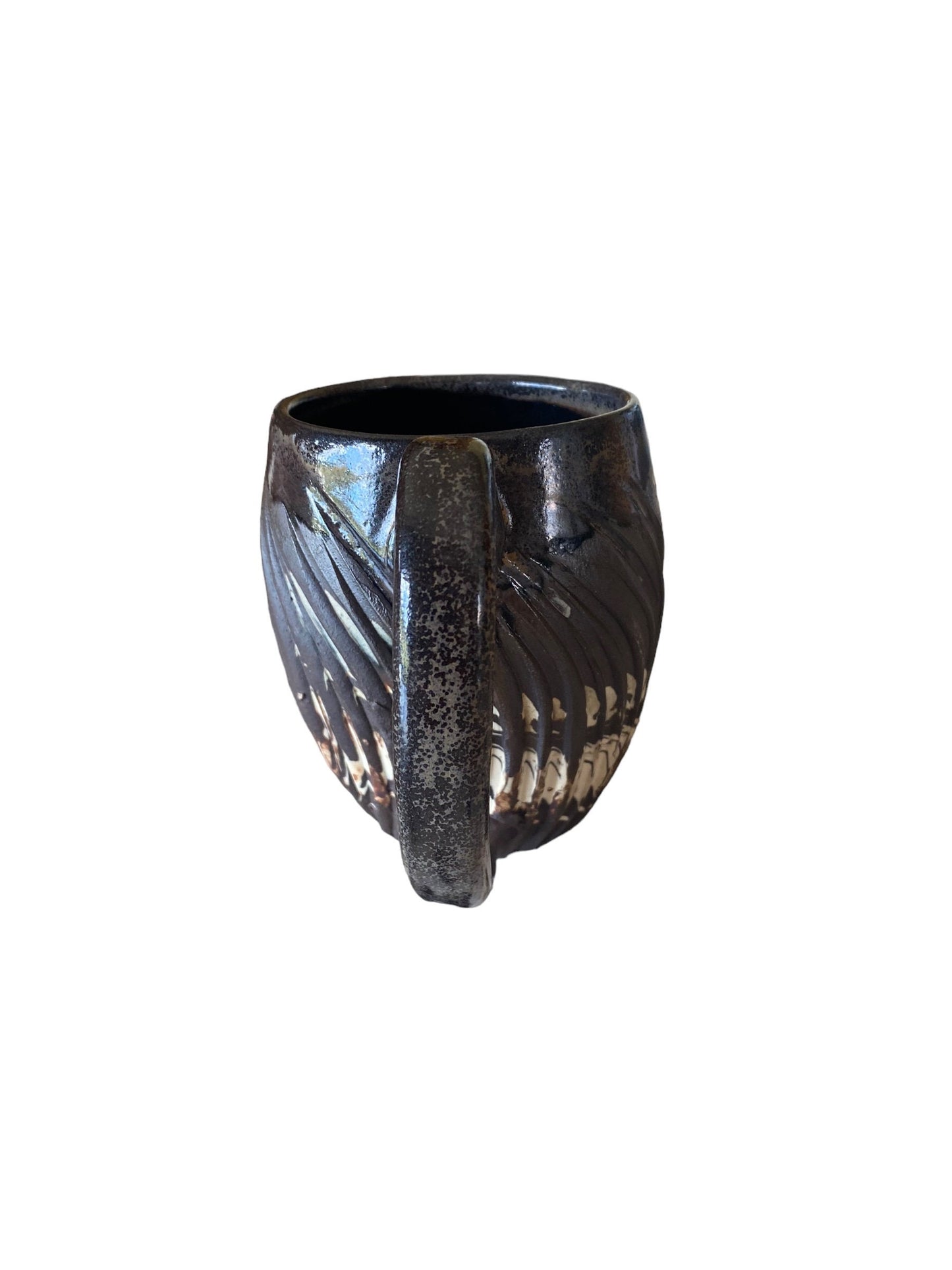 Handcrafted Carved Agateware Coffee Mug: 12-Ounce Stoneware