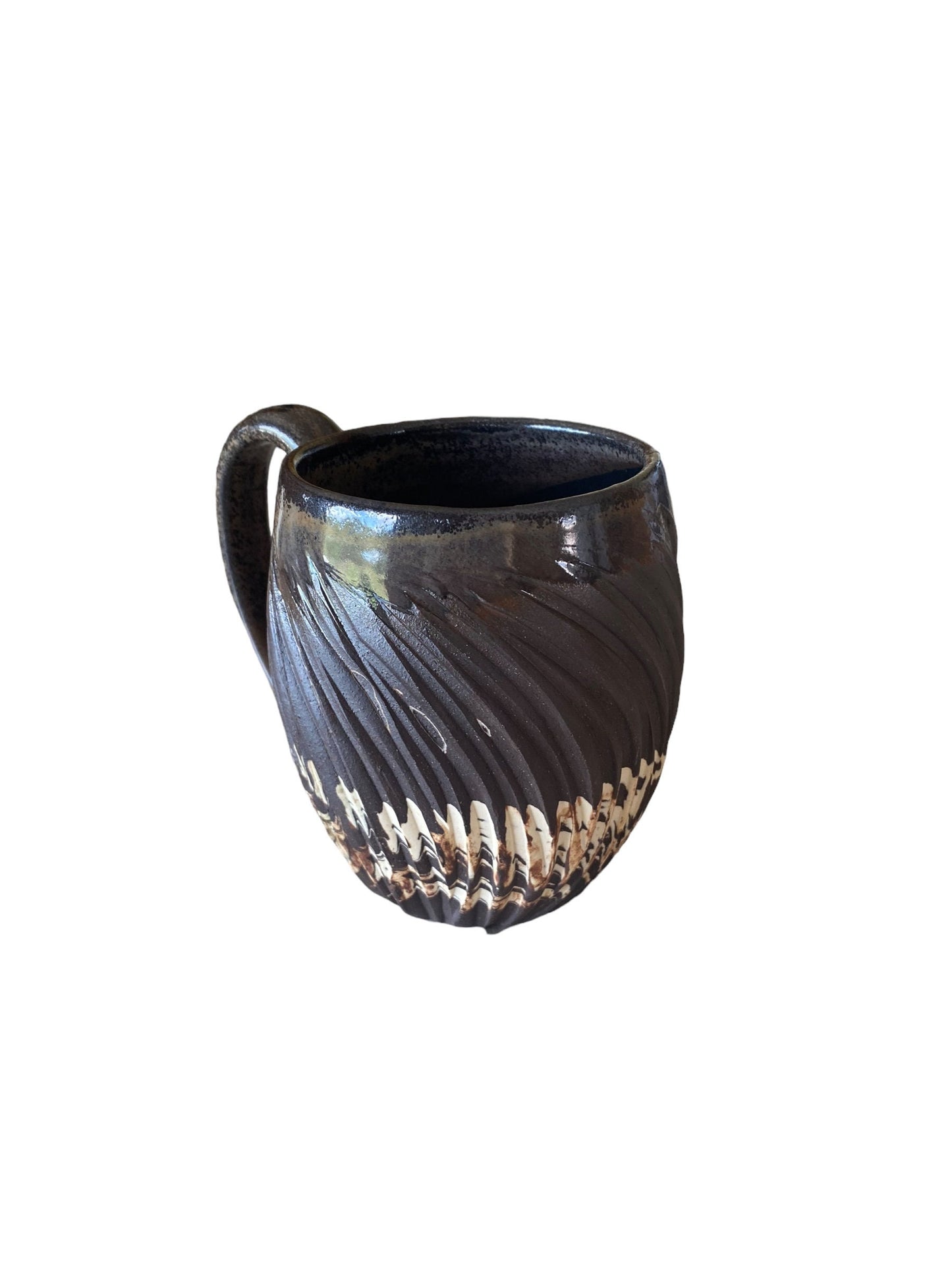 Handcrafted Carved Agateware Coffee Mug: 12-Ounce Stoneware