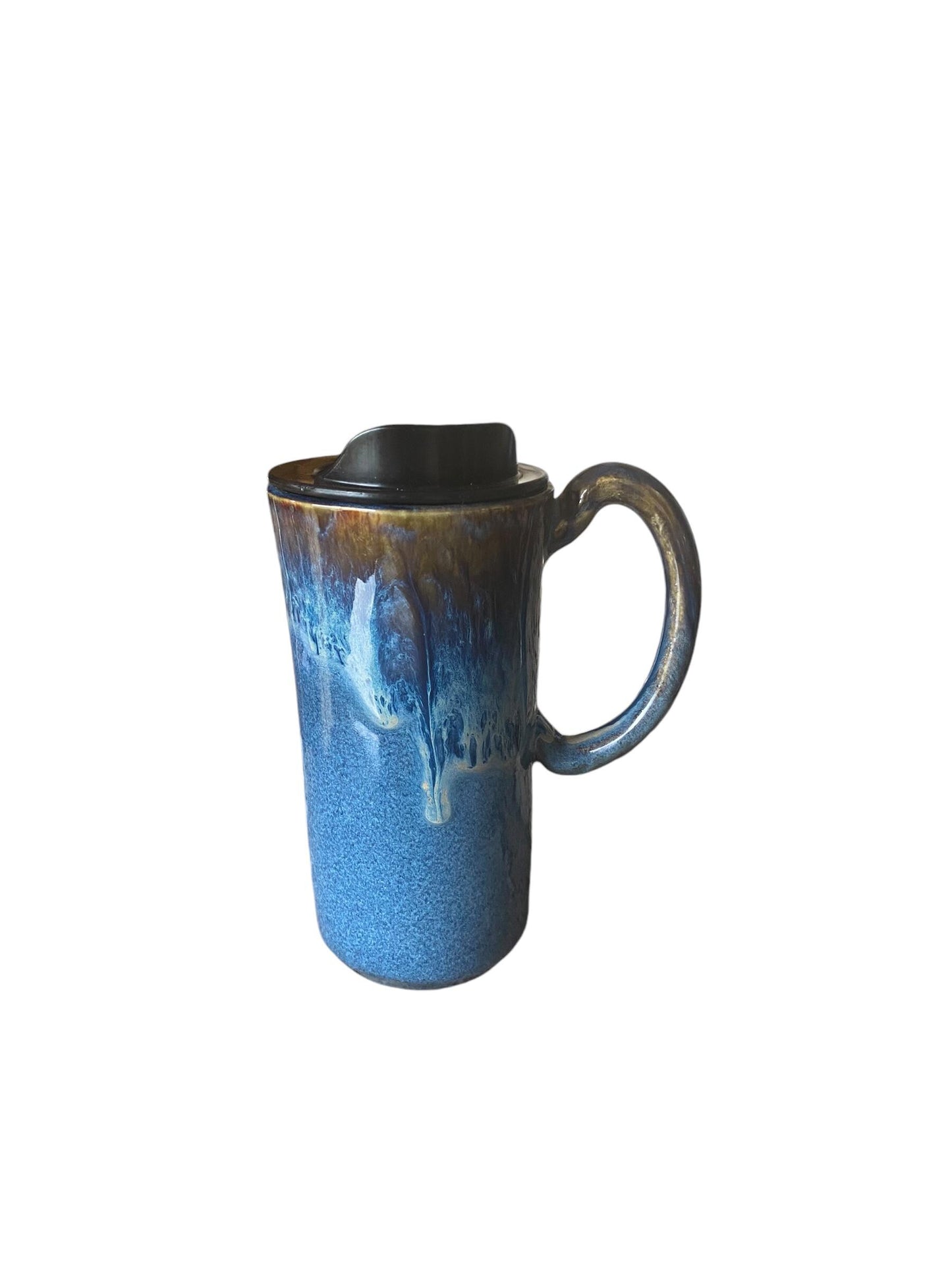Reactive Blue Glaze 16 - Ounce Travel Mug - Unique Pottery Mug
