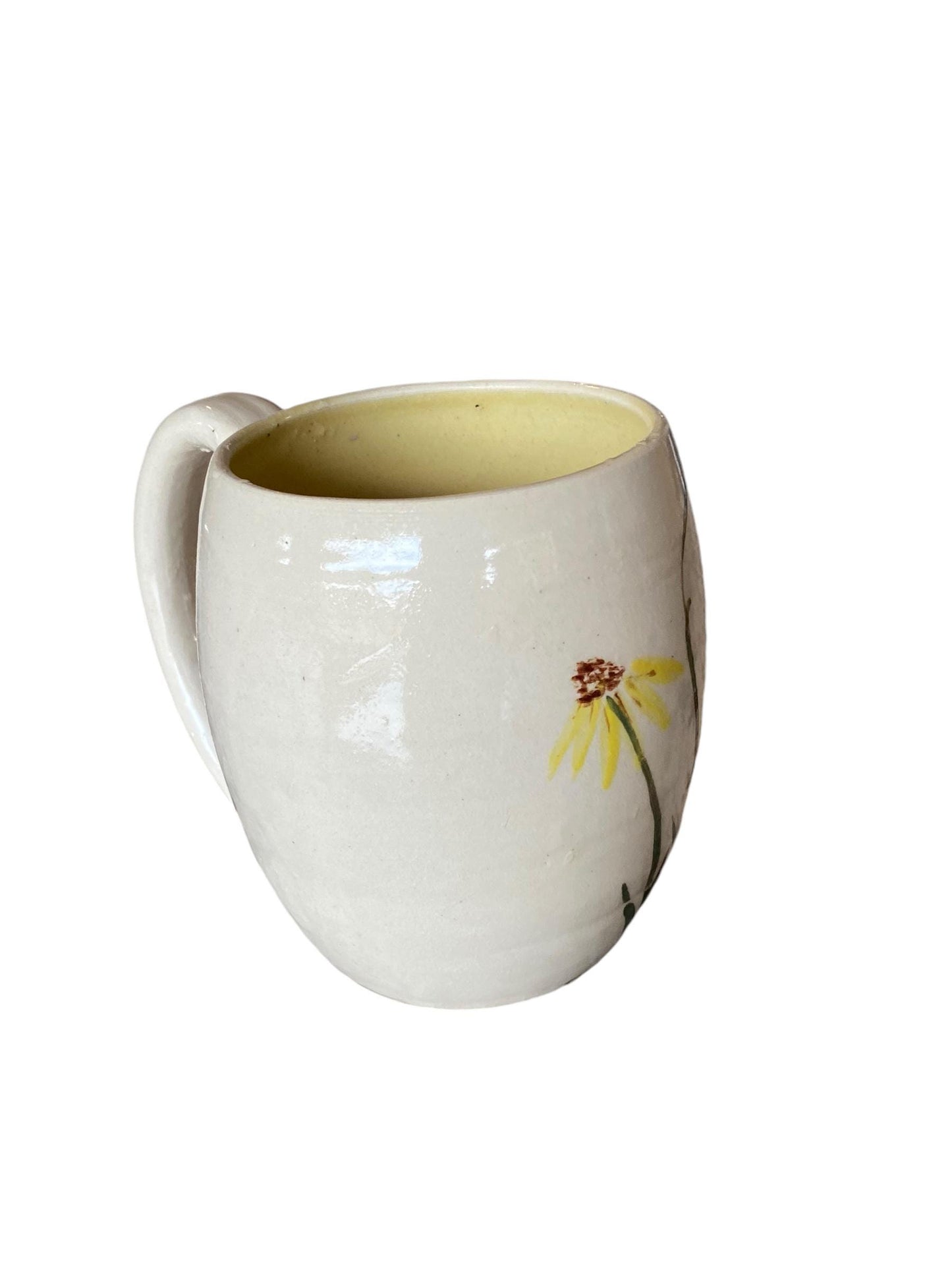 Large Handmade Mug with Hare in Wild Flowers - 18 ounce - Unique Pottery Coffee Mug