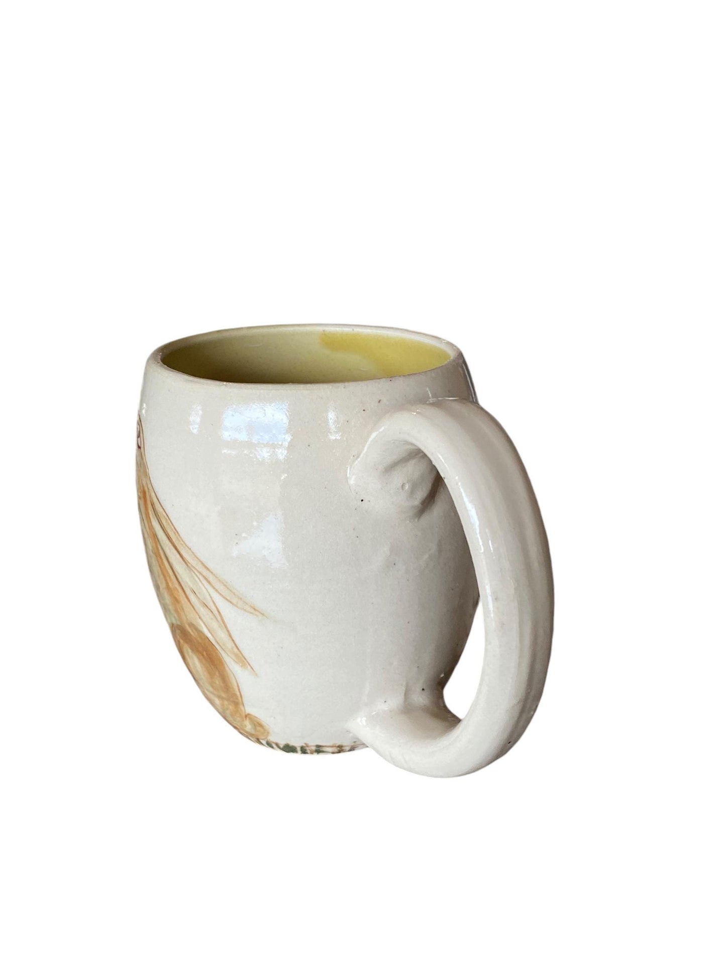 Large Handmade Mug with Hare in Wild Flowers - 18 ounce - Unique Pottery Coffee Mug