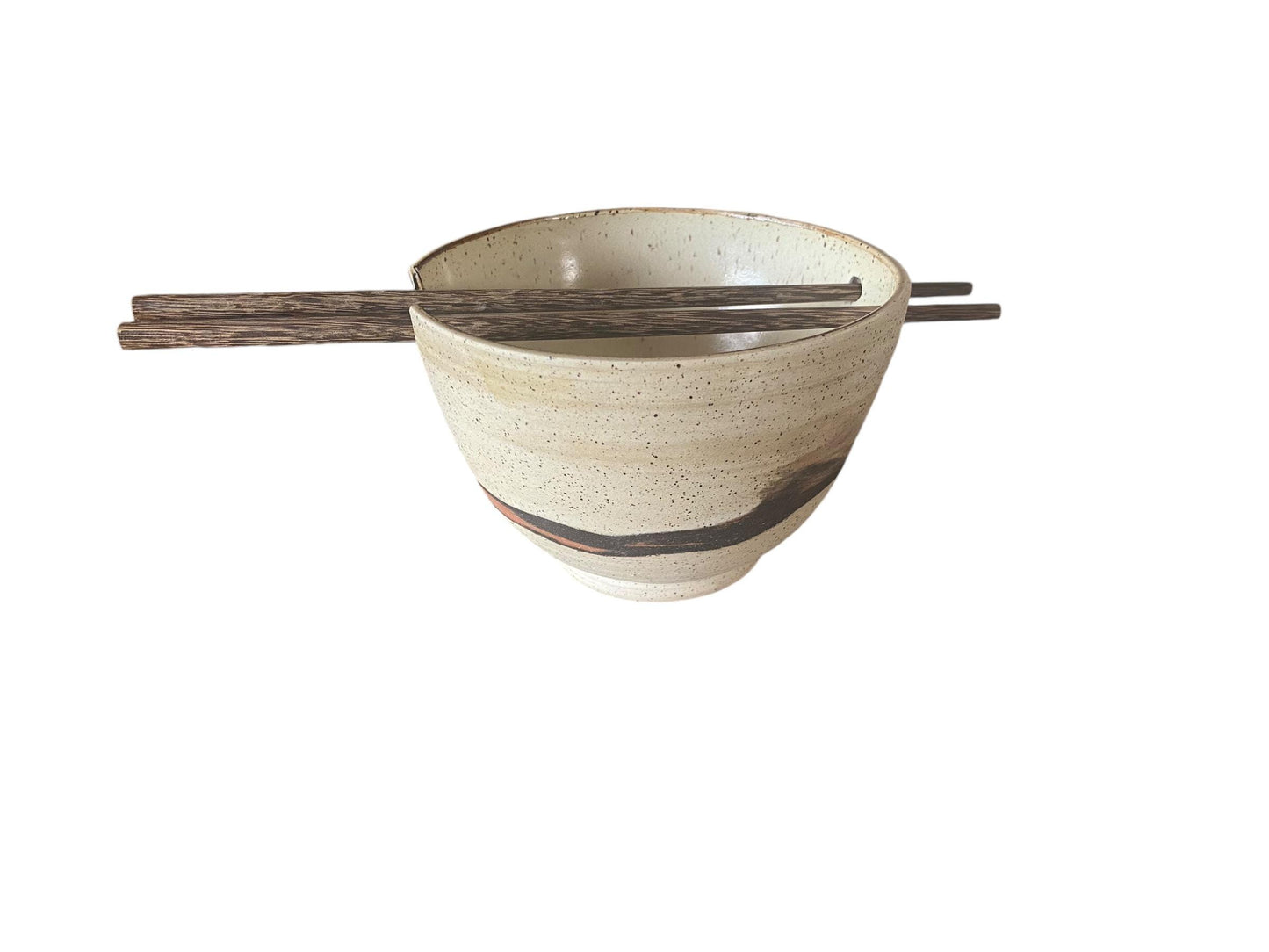 Handcrafted Agateware Ramen Bowl Set: Unique Asian Dining Experience with Chopsticks