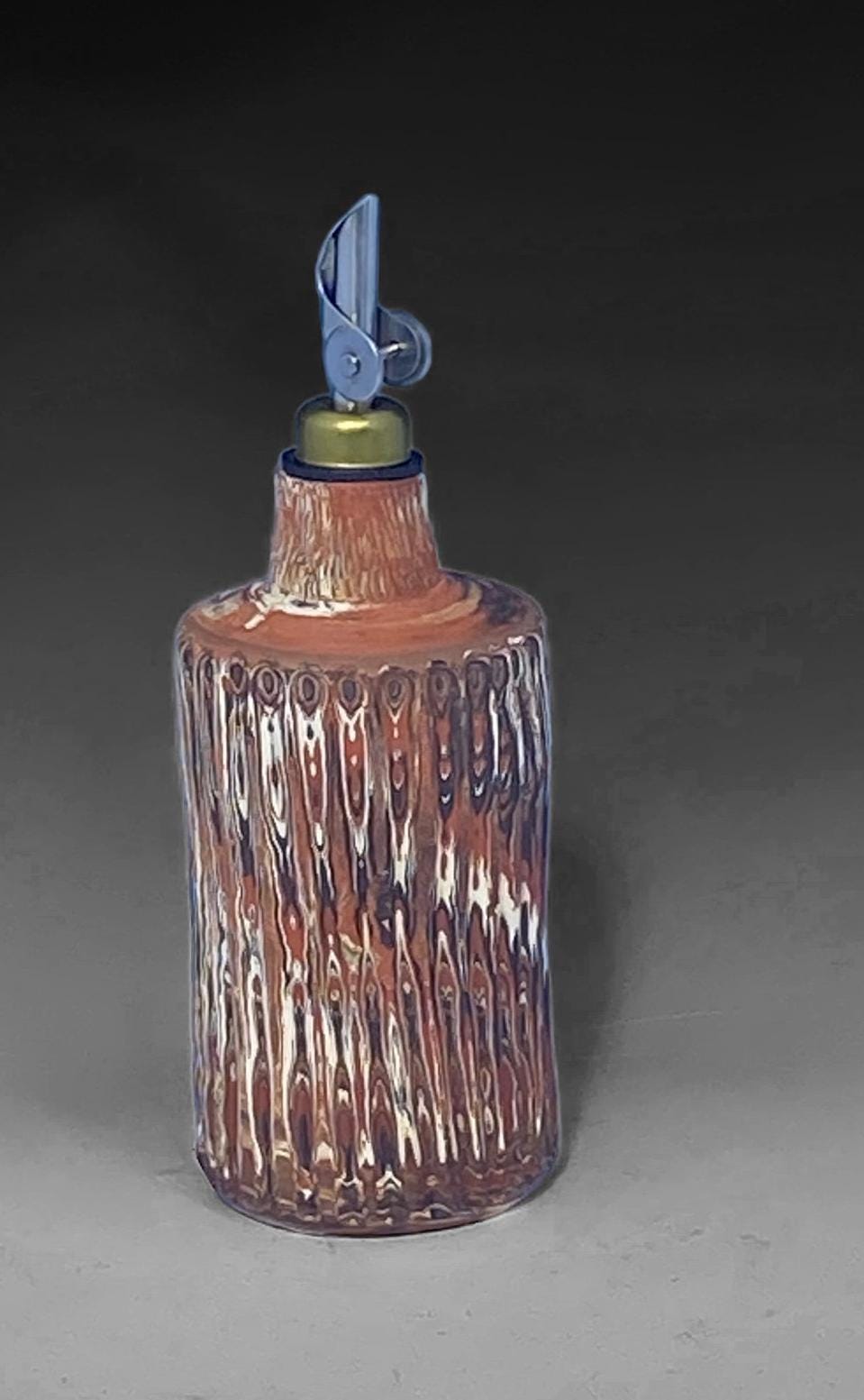 Fluted Agateware or Nerikomi Ceramic Bottle - Oil Dispenser - Ceramic Oil Bottle - Oil Bottle - Christmas Gift