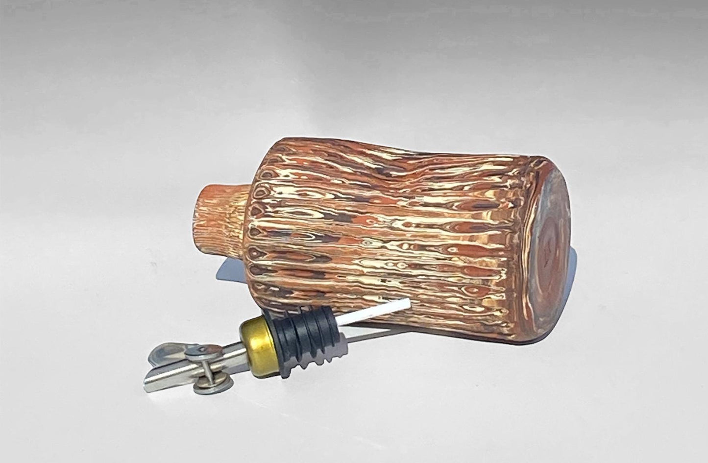 Handcrafted Agateware Ceramic Oil Dispenser - Fluted Design Pottery Bottle for Kitchen & Dining