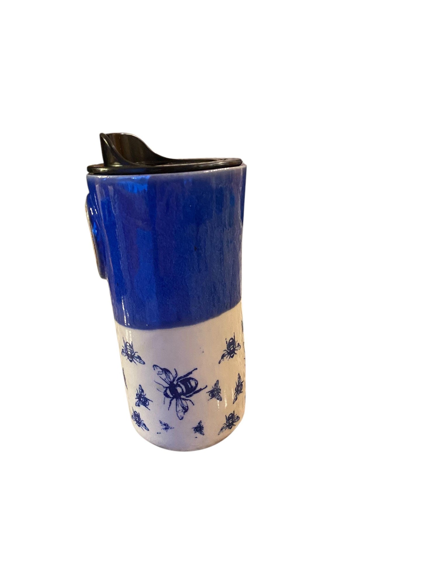 Handmade16 - Ounce Travel Mug With Bend Logo and Bees - Travel Mug - Pottery Mug - Coffee Mug