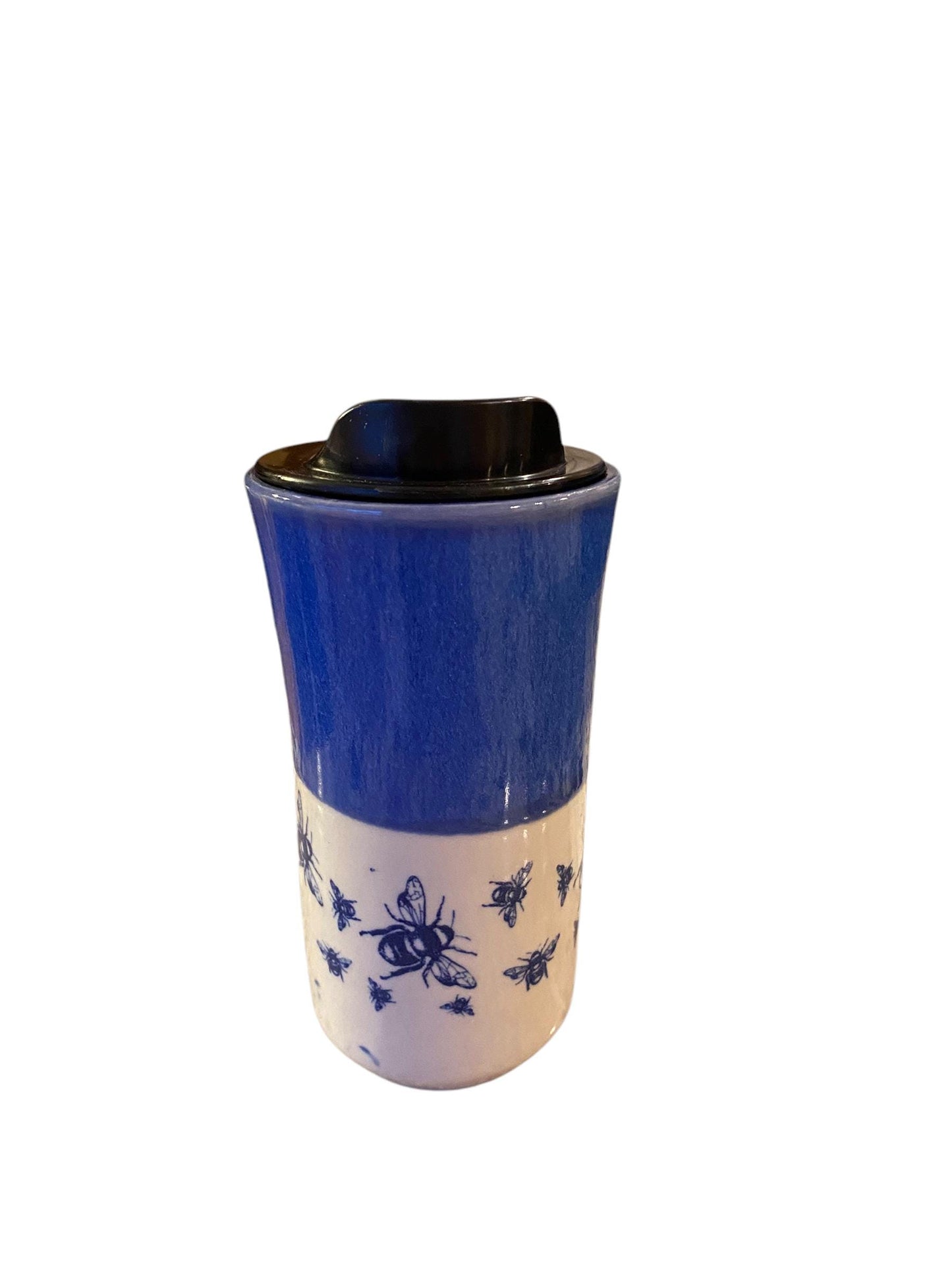 Handmade16 - Ounce Travel Mug With Bees - Travel Mug - Pottery Mug - Coffee Mug