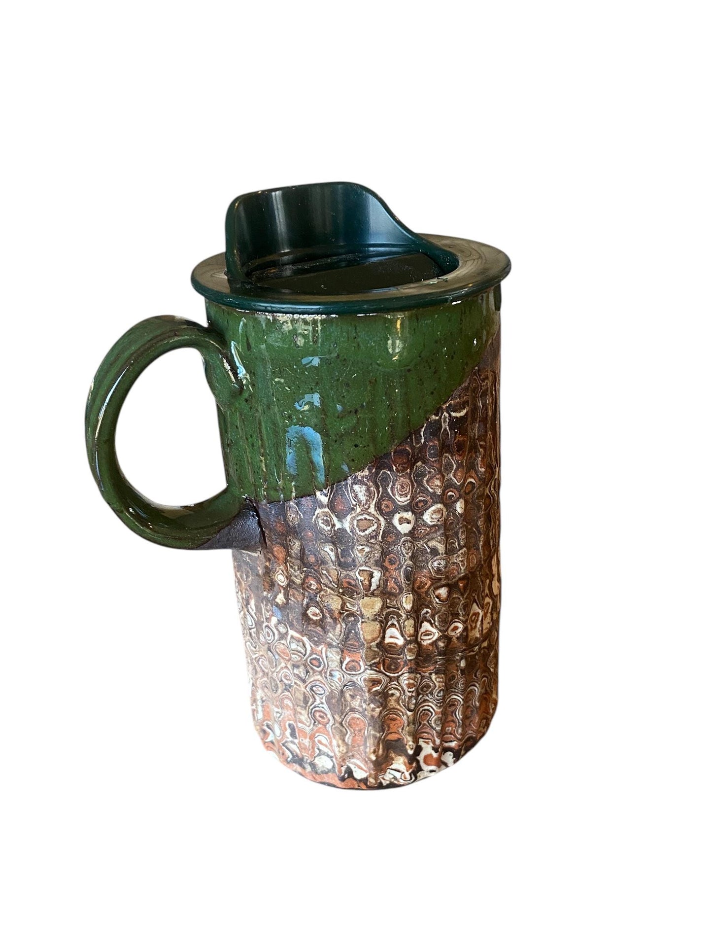 Agateware 16 Ounce Chrome Handmade Travel Mug with Lid - Stylish and Functional Pottery for Your Commute - Unique Travel Coffee Cup