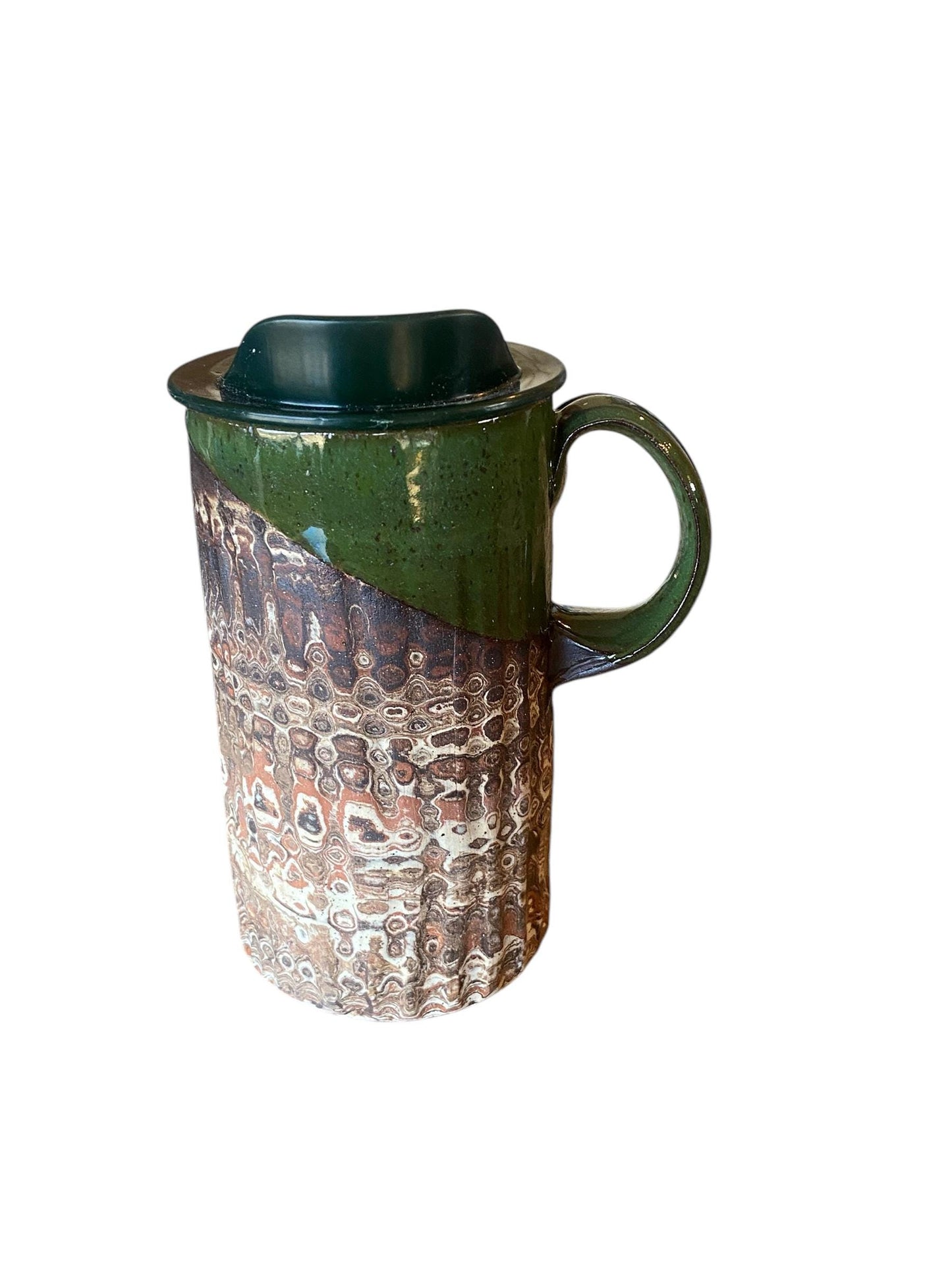 Agateware 16 Ounce Chrome Handmade Travel Mug with Lid - Stylish and Functional Pottery for Your Commute - Unique Travel Coffee Cup