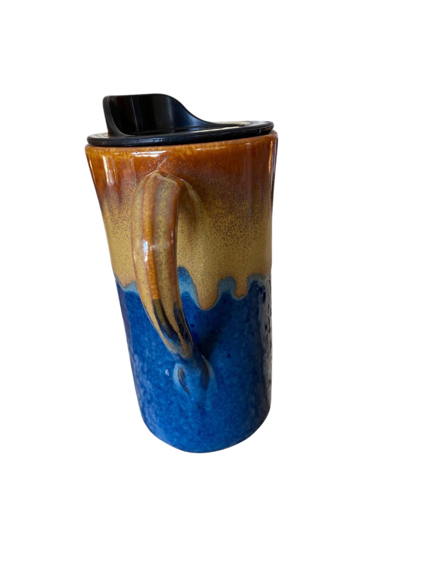 Handmade Caramel and Blue Travel Mug - Porcelain - Travel Coffee Cup - Travel Mug - Pottery Mug - Coffee Mug