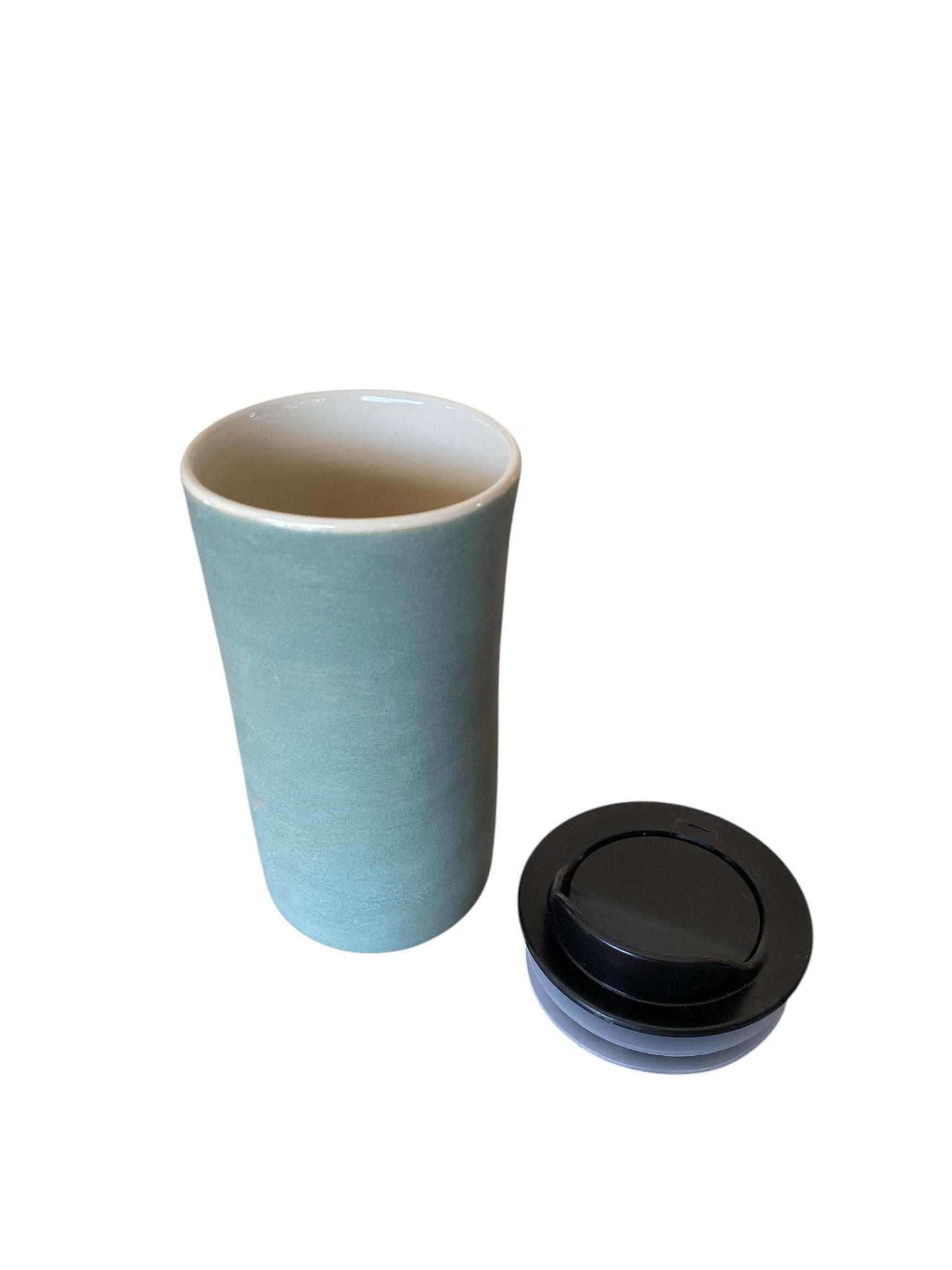 Handmade Blue-Gray Matte Travel Mug - Porcelain - Travel Coffee Cup - Travel Mug - Pottery Mug - Coffee Mug