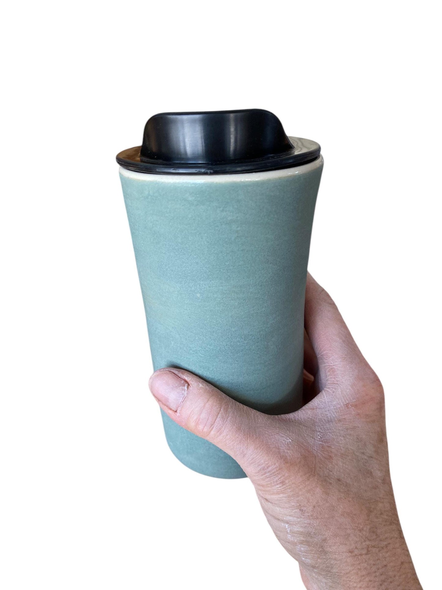 Handmade Blue-Gray Matte Travel Mug - Porcelain - Travel Coffee Cup - Travel Mug - Pottery Mug - Coffee Mug