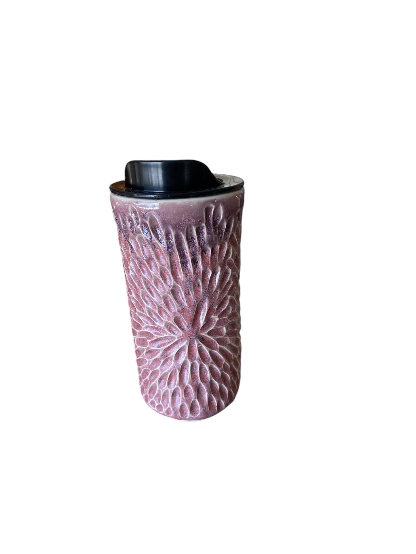 Handmade Hand Carved Merlot Travel Mug - Porcelain - Travel Coffee Cup - Travel Mug - Pottery Mug - Coffee Mug